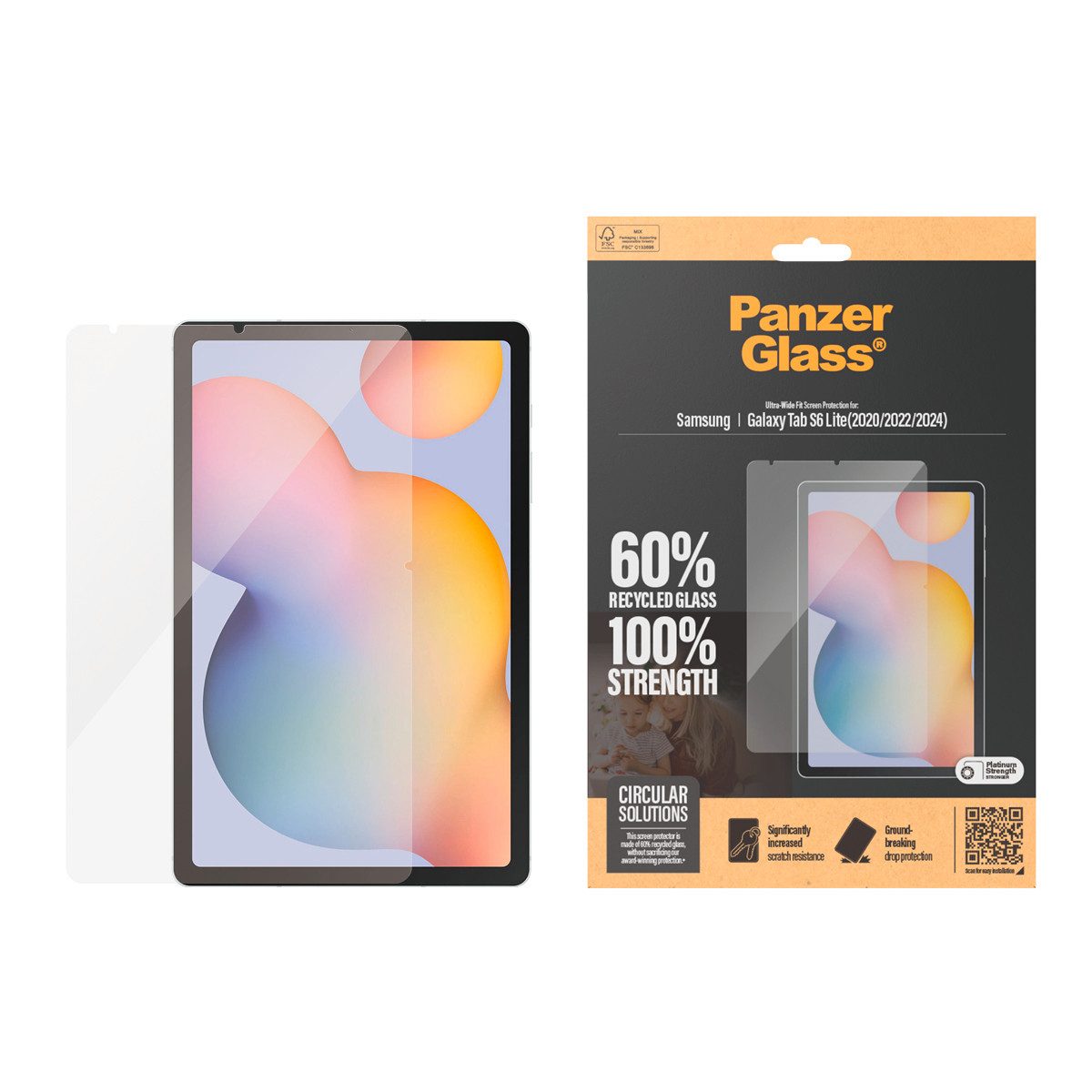 CARE by PanzerGlass Displayschutzglas Ultra-Wide Fit Screen Protection für Samsung Galaxy Tab S6 Lite, Displayschutzfolie, Schutzfolie, Bildschirmschutz, kratz- & stoßfest