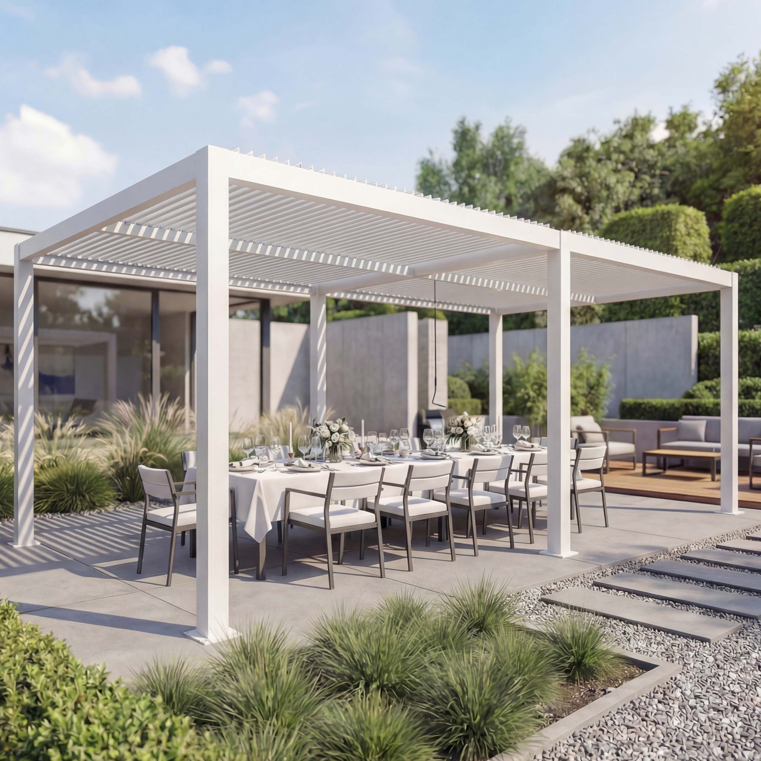 MCW Pergola MCW-L46-3x6, BxTxH: 583x301x220 cm, Stabiles Gestell mit Füßen, Maximale Belastbarkeit Dach 45 kg pro m²