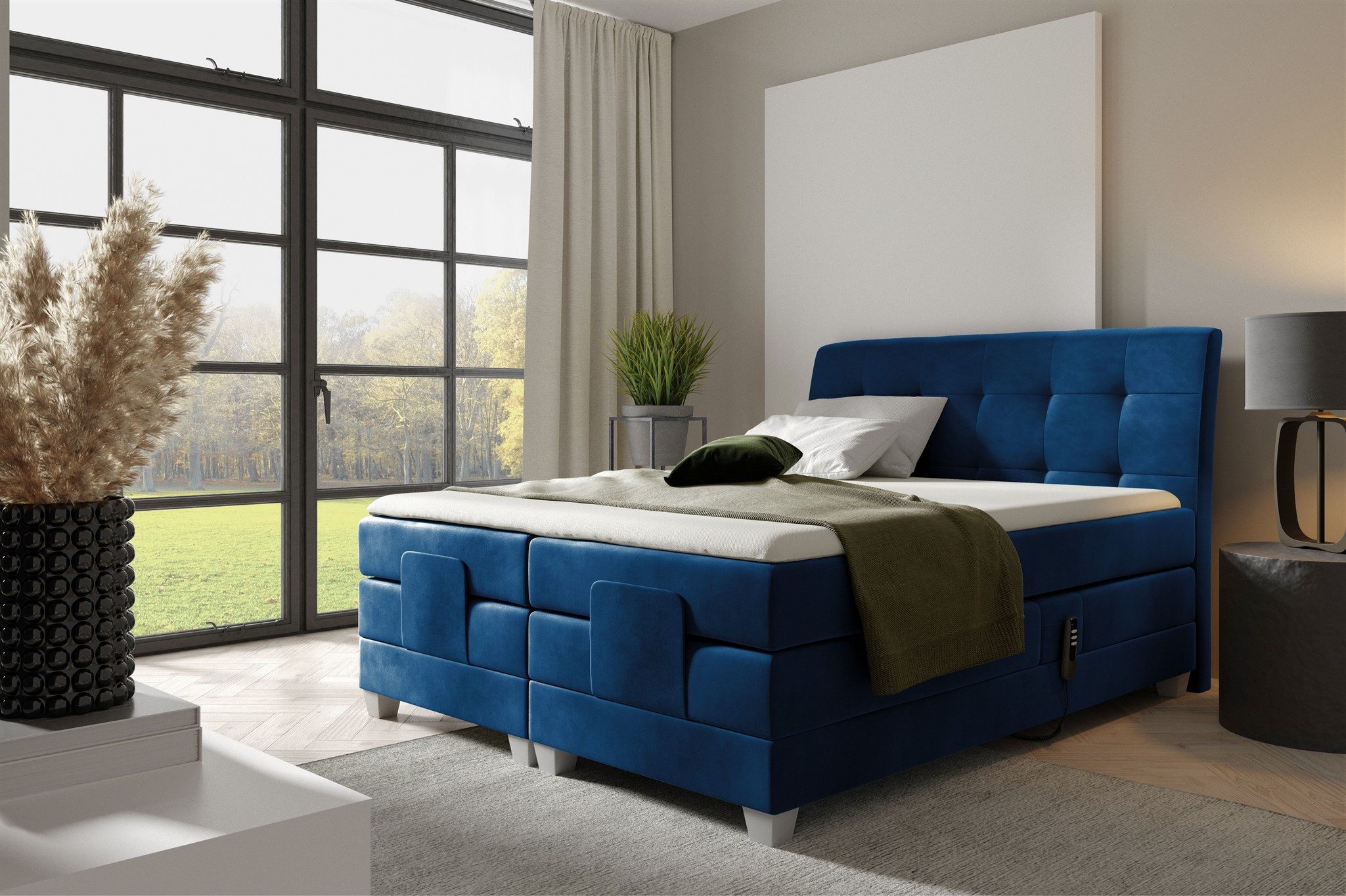 Fun Möbel Boxspringbett Schlafzimmerbett FRANCO Elektrisch in Stoff Fresh (inkl. Topper), Matratzen elektrisch verstellbar