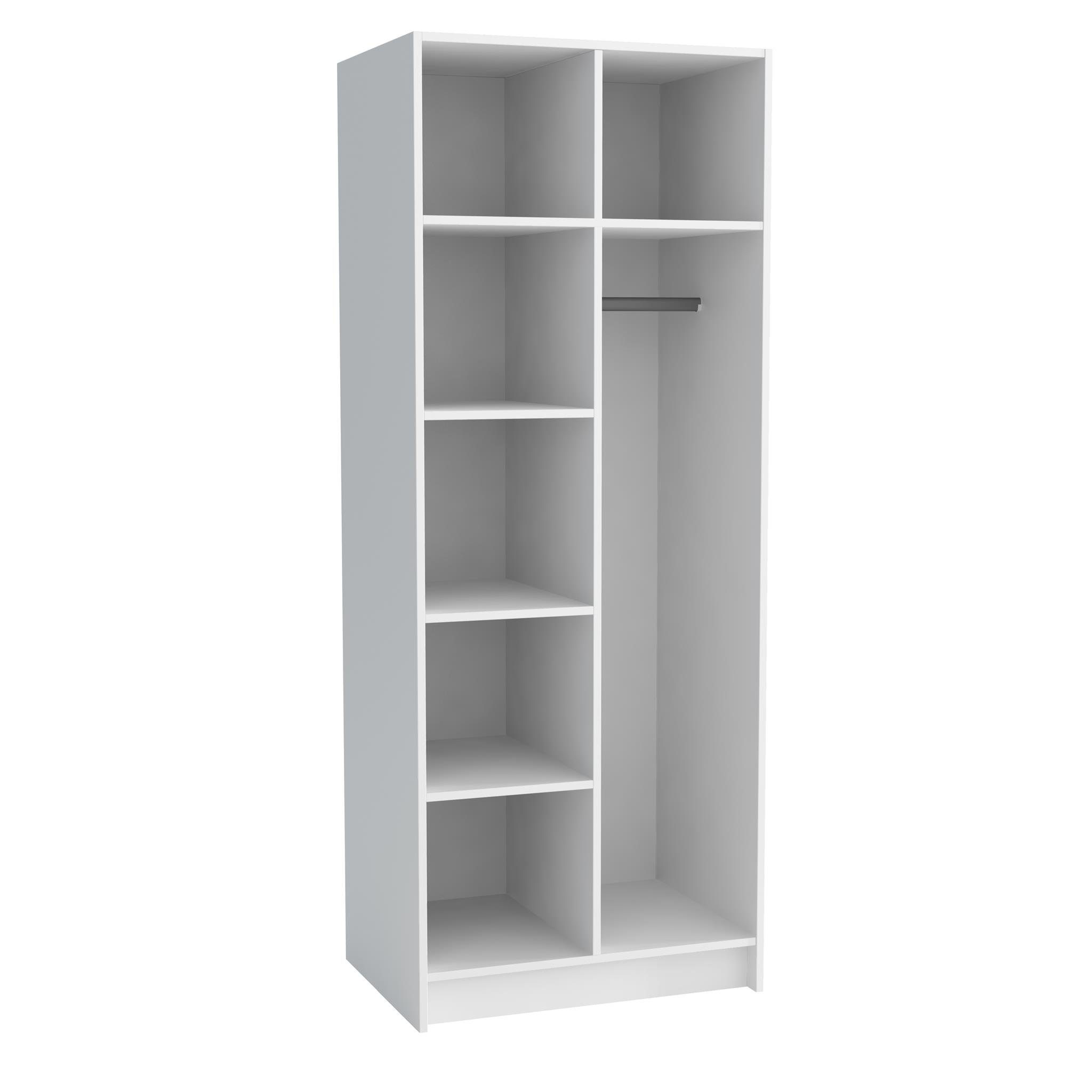 Garderobenschrank x mit Kleiderstange (B x 54 H (75 Beautysofa III 192,5 Garderobenschrank x Weiß x T) Loro Scharniertüren, Holzschrank mit