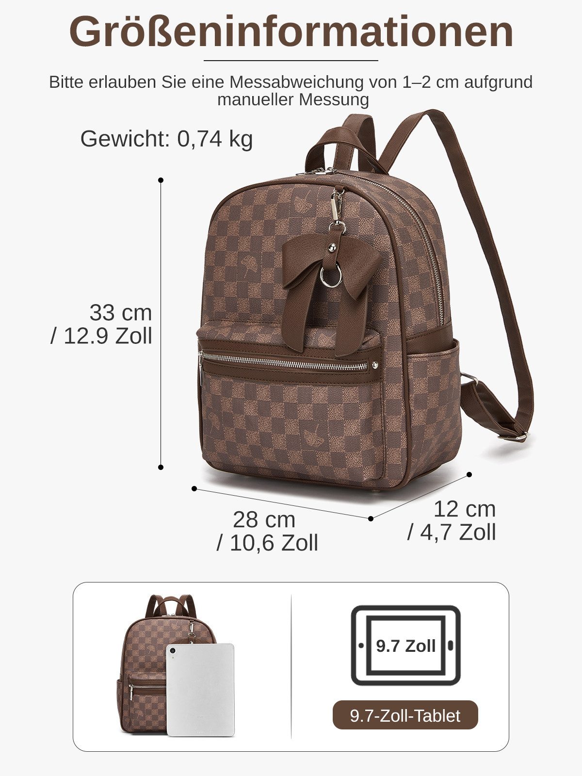 Miss Lulu Cityrucksack wasserdichte Mini Rucksacktasche für Arbeit Studium Reisen Einkauf