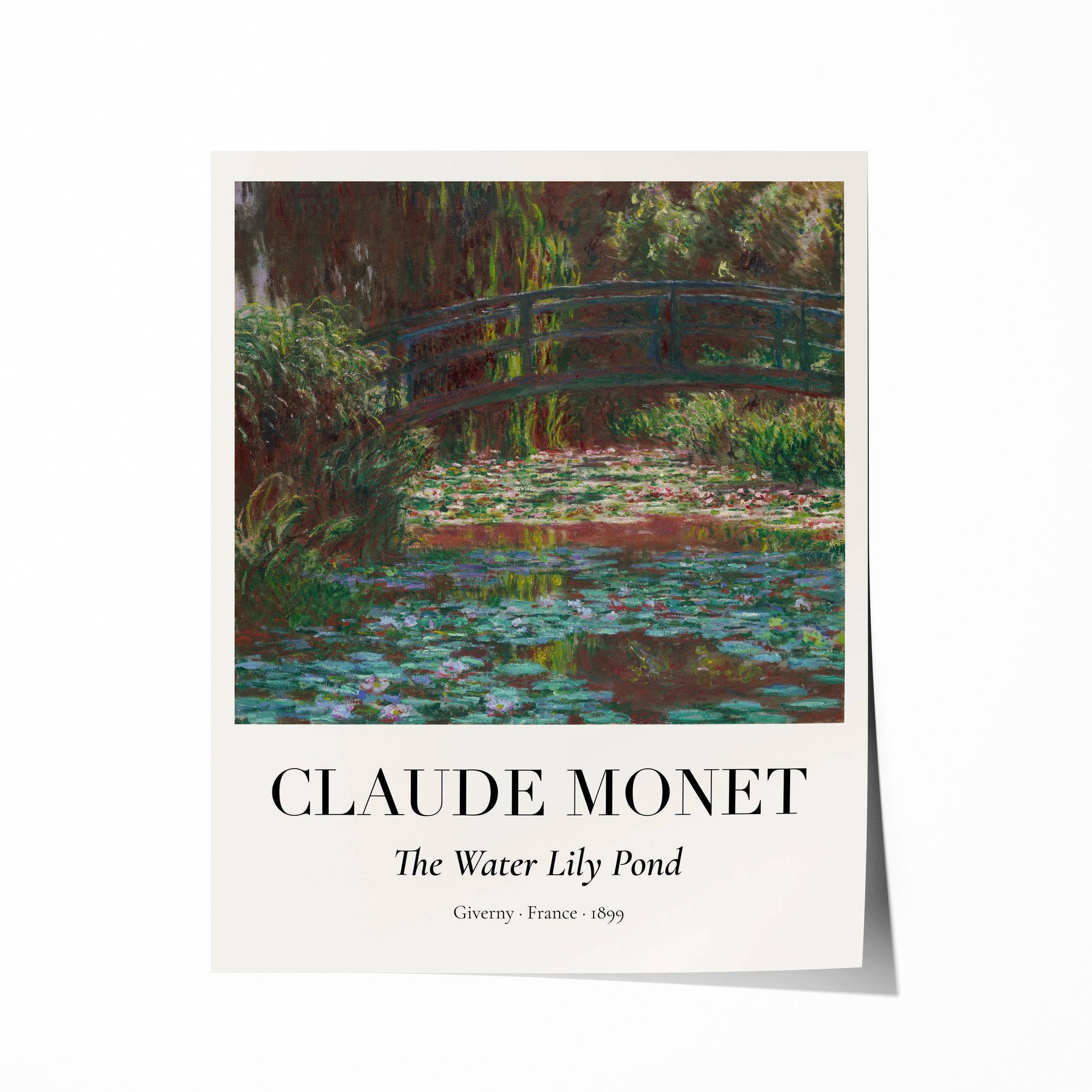 JUSTGOODMOOD Poster Premium ® Claude Monet · Water Lily Pond in Giverny 1899 · Seerosen, (1 St), verschiedene Größen wählbar