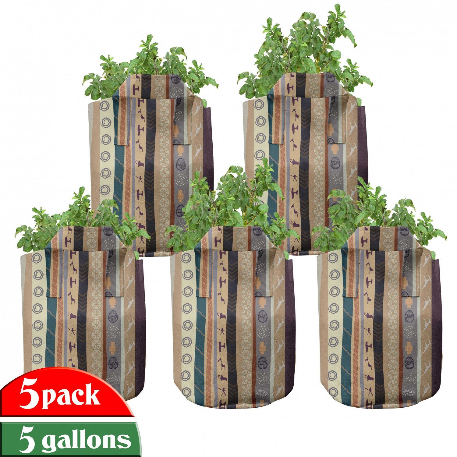 Abakuhaus Pflanzkübel hochleistungsfähig Stofftöpfe mit Griffen für Pflanzen, Jahrgang traditionelle Verzierungen