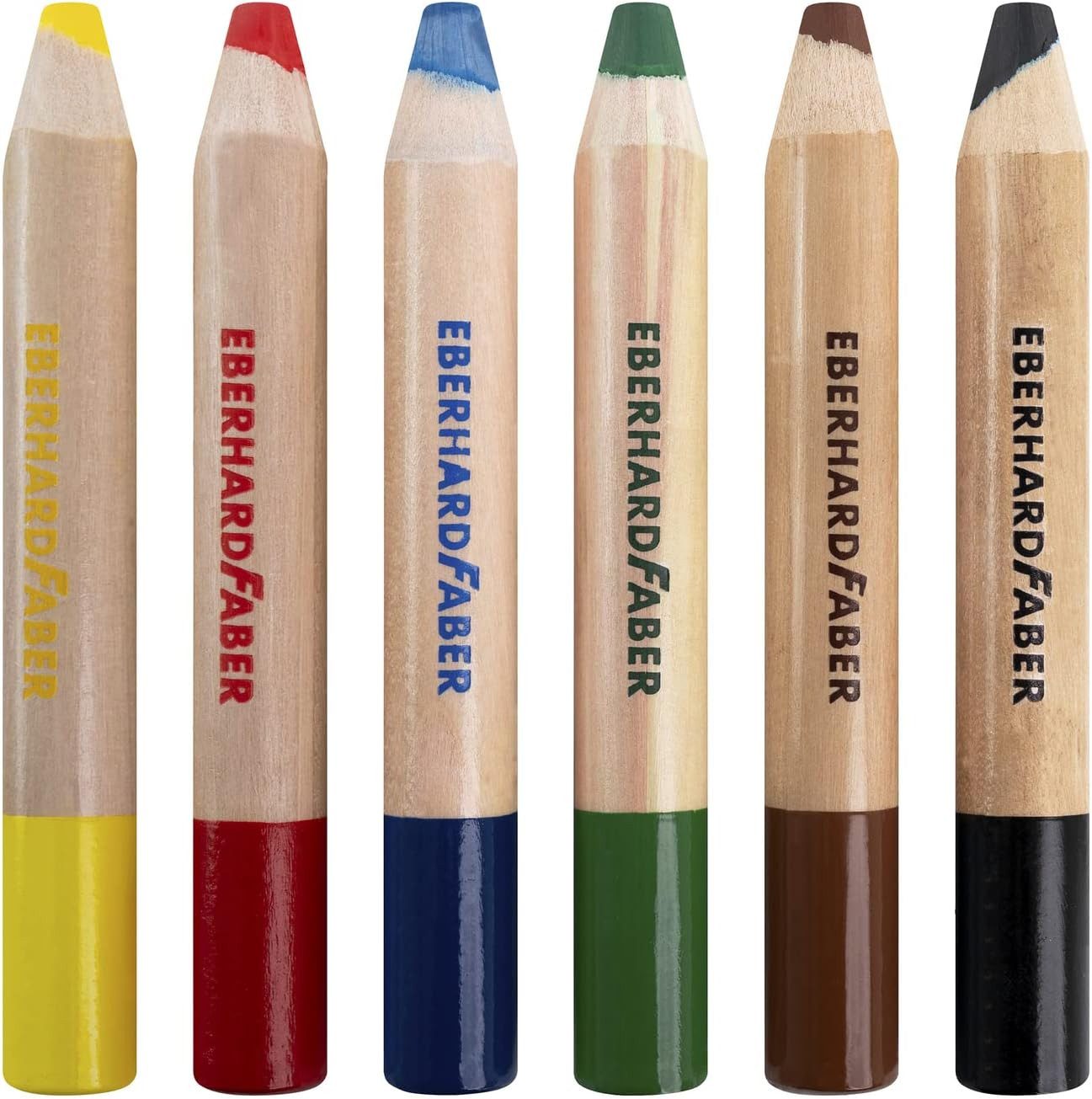 Eberhard Faber Buntstift Jumbo 3in1 mit Wachsmalstift, Aquarellstift und Buntstift, 6 Malstifte