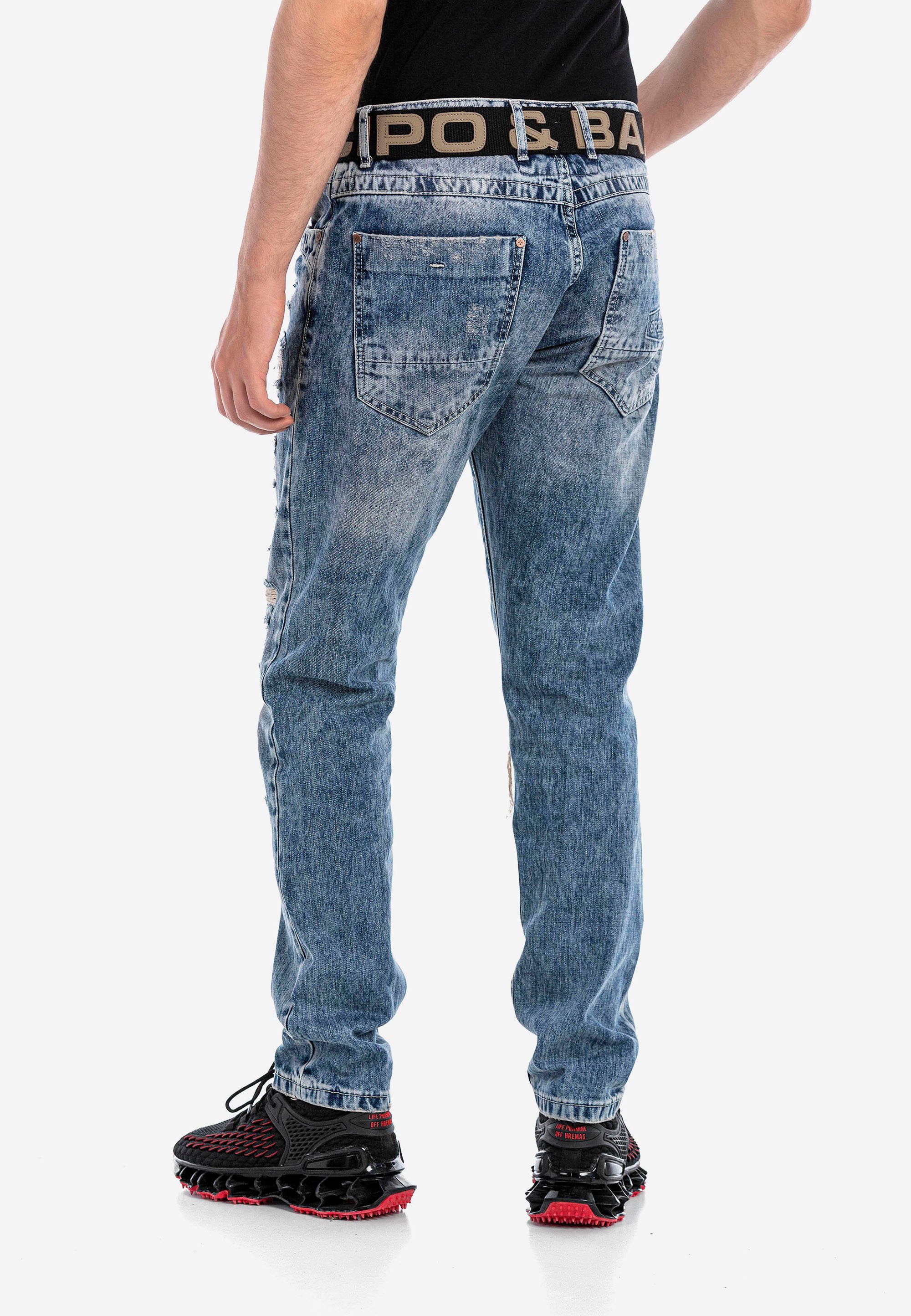 Straight-Fit Cipo Bequeme Details mit in Ripped Baxx Jeans &