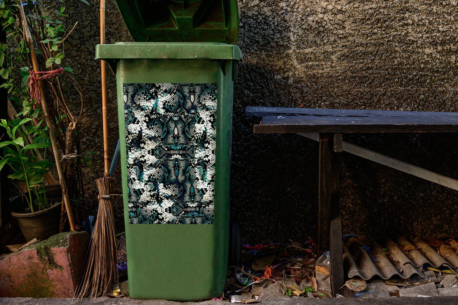 Sticker, Abfalbehälter Container, Mülleimer-aufkleber, - Reptilien Wandsticker St), Mülltonne, MuchoWow - Tiere (1 Haut