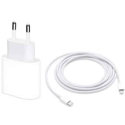 Cyoo Schnellladekabel USB C passt für iPhone 11, 12, 13, 14, 15 Pro, Xs, Xr USB-Ladegerät (Set, 2-tlg., 20W PD Adapter (Netzteil) mit Ladekabel USB-C - Lightning 1m, 8-Pin-Stecker Ladeset iPad iPhone Ladekabel Schnellladung)
