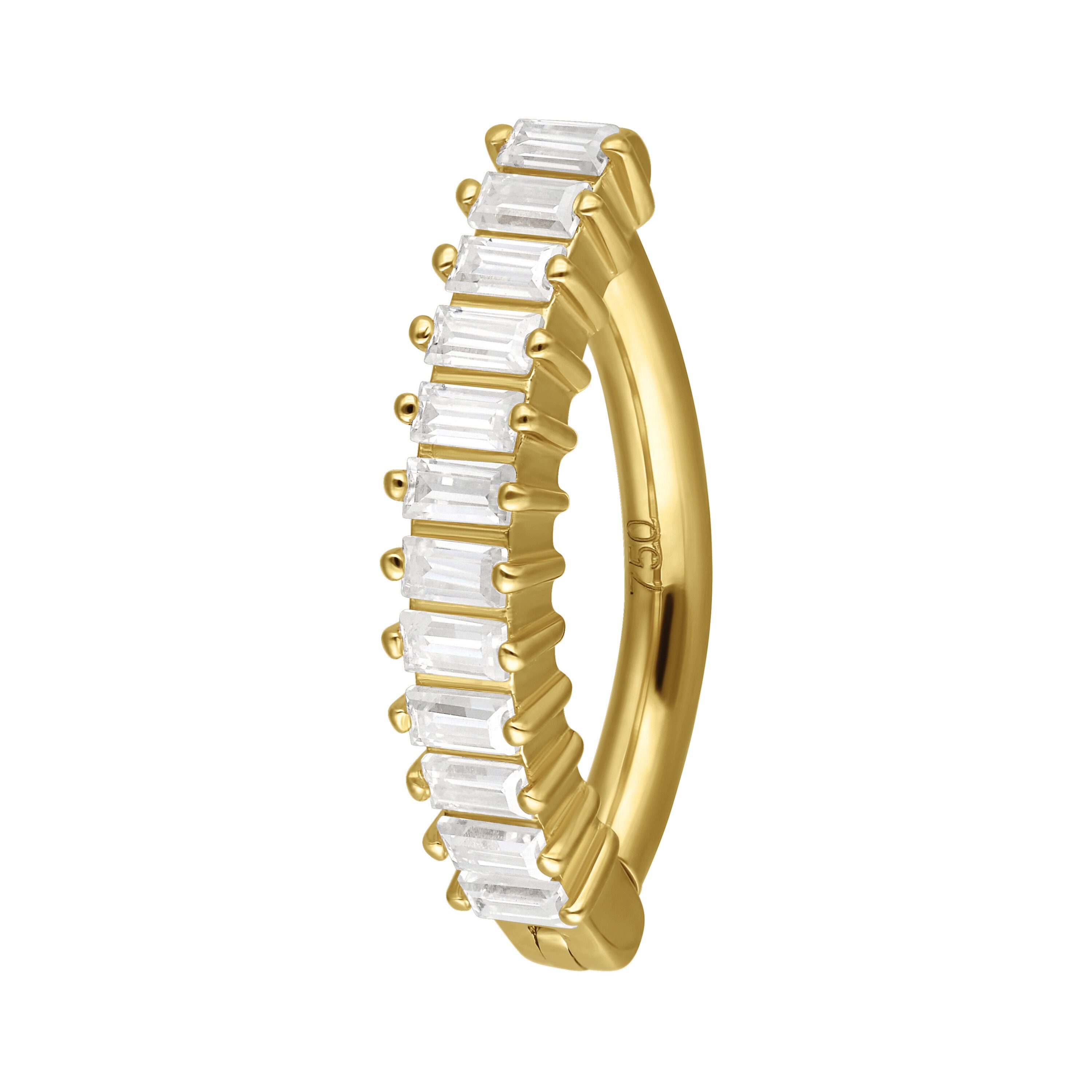 Wildcat Nasenpiercing 18K Gold Baguette Crystal Belly Arch Clicker für Bauchnabel, 1 Stück, 750er Gold - wasserfest, hautverträglich, Gold