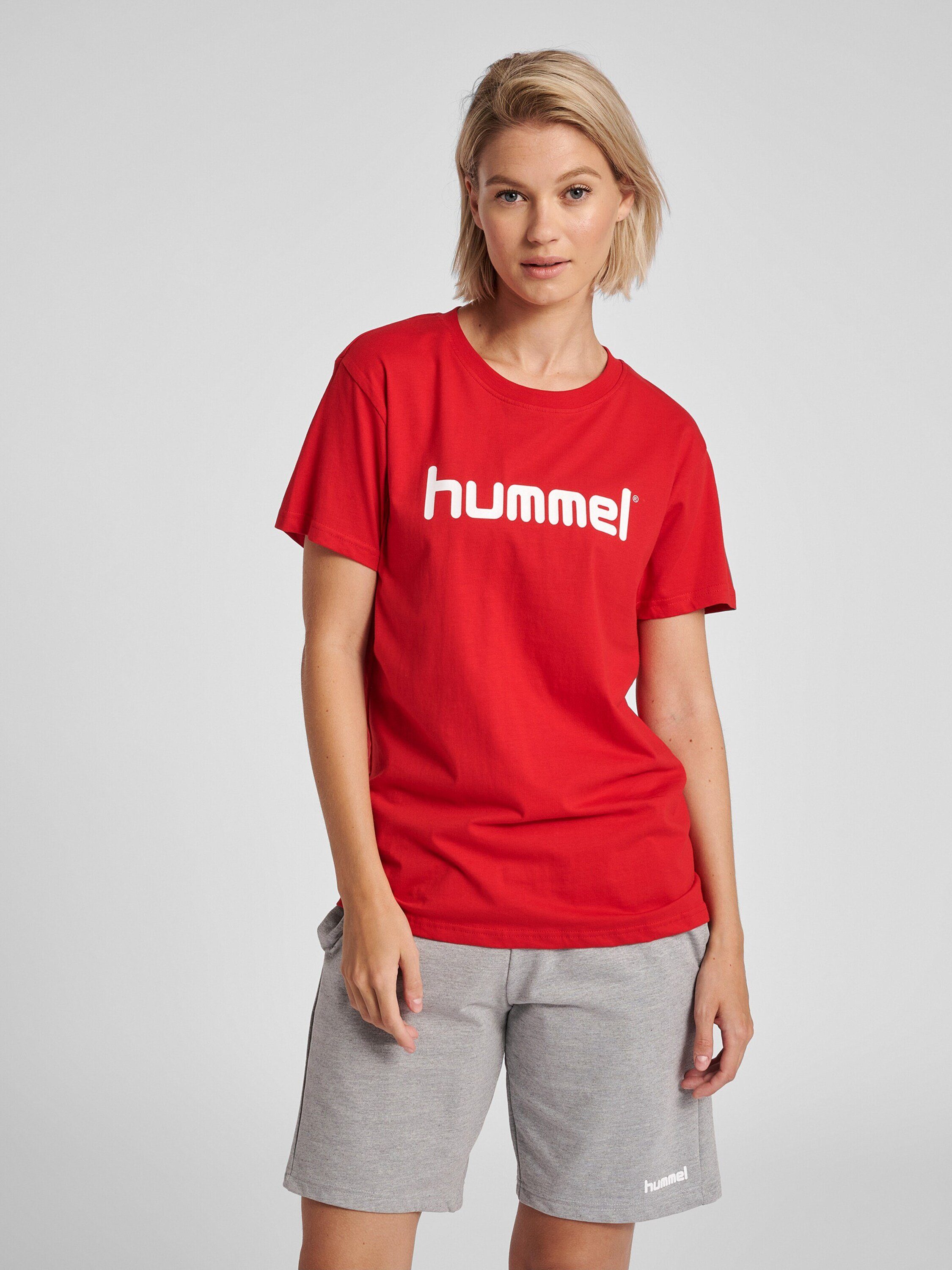 Rot T-Shirt (1-tlg) Details hummel Plain/ohne