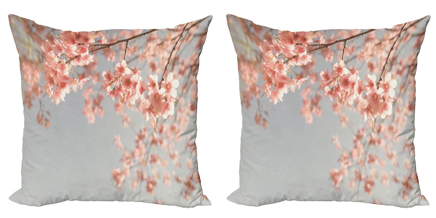 Kissenbezüge Modern Accent Doppelseitiger Digitaldruck, Abakuhaus (2 Stück), Pfirsich Landschaft Sakura Bäume