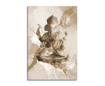 Sinus Art Leinwandbild Ganesha 90x60cm Aquarell Art Leinwandbild Sepia