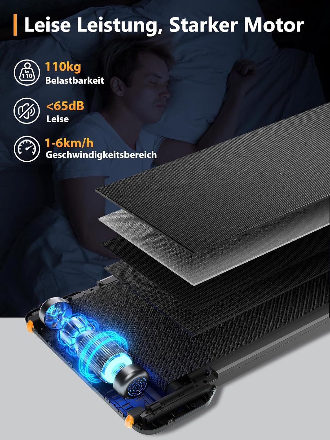 Kingsmith Laufband Klappbares WalkingPad Z1 Laufband für Schreibtisch, 180° Falttechnik, App Steuerung, Fernbedienung, LED Display, 1-6km/h