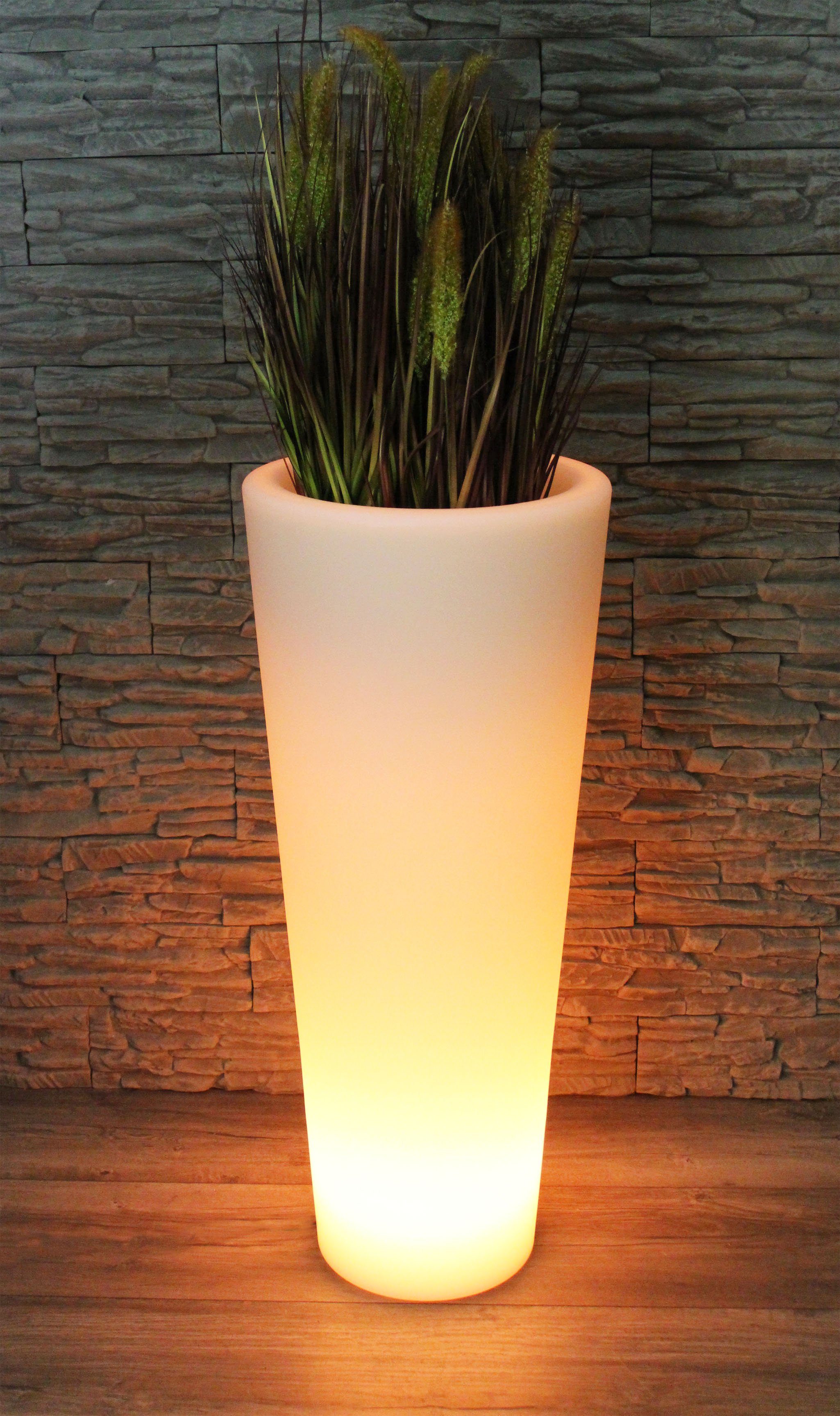Arnusa Blumentopf Moderner LED Blumenkübel XL 90 cm rund beleuchtet PL404S, mit Akku Modus kabellos einsetzbar Indoor Outdoor – Bild 4 von 5