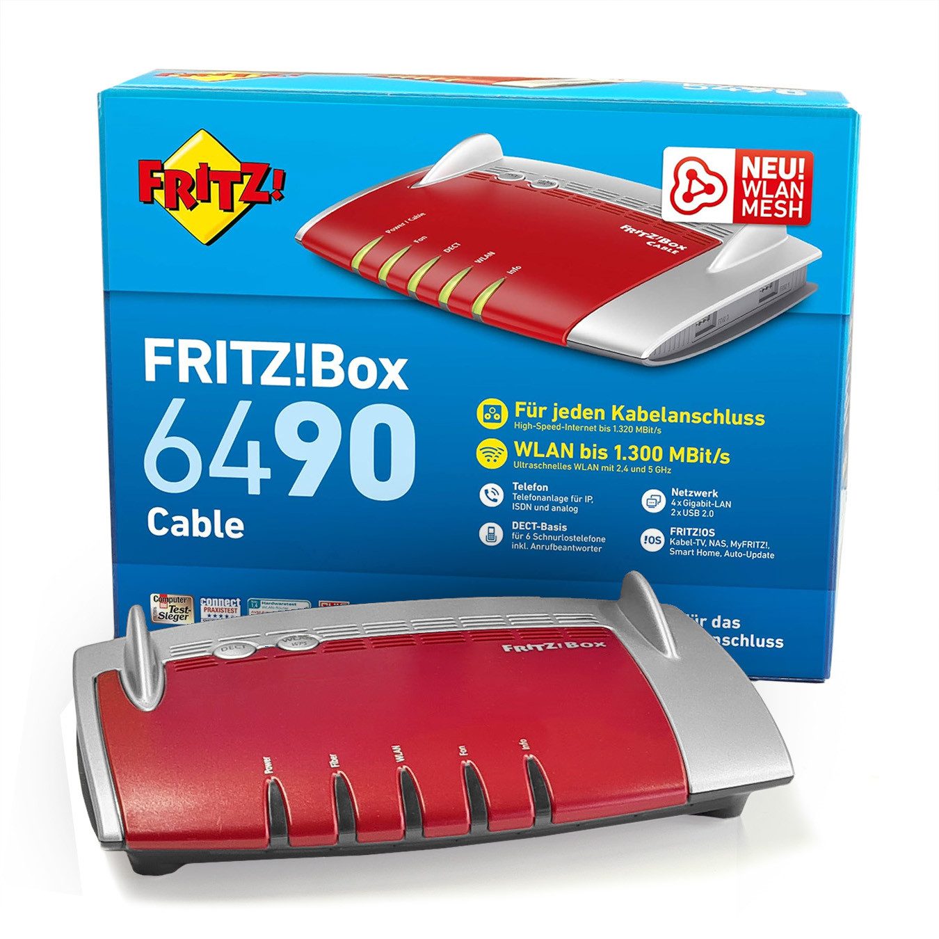 AVM FRITZ!Box 6490 rot/grau WLAN-Router