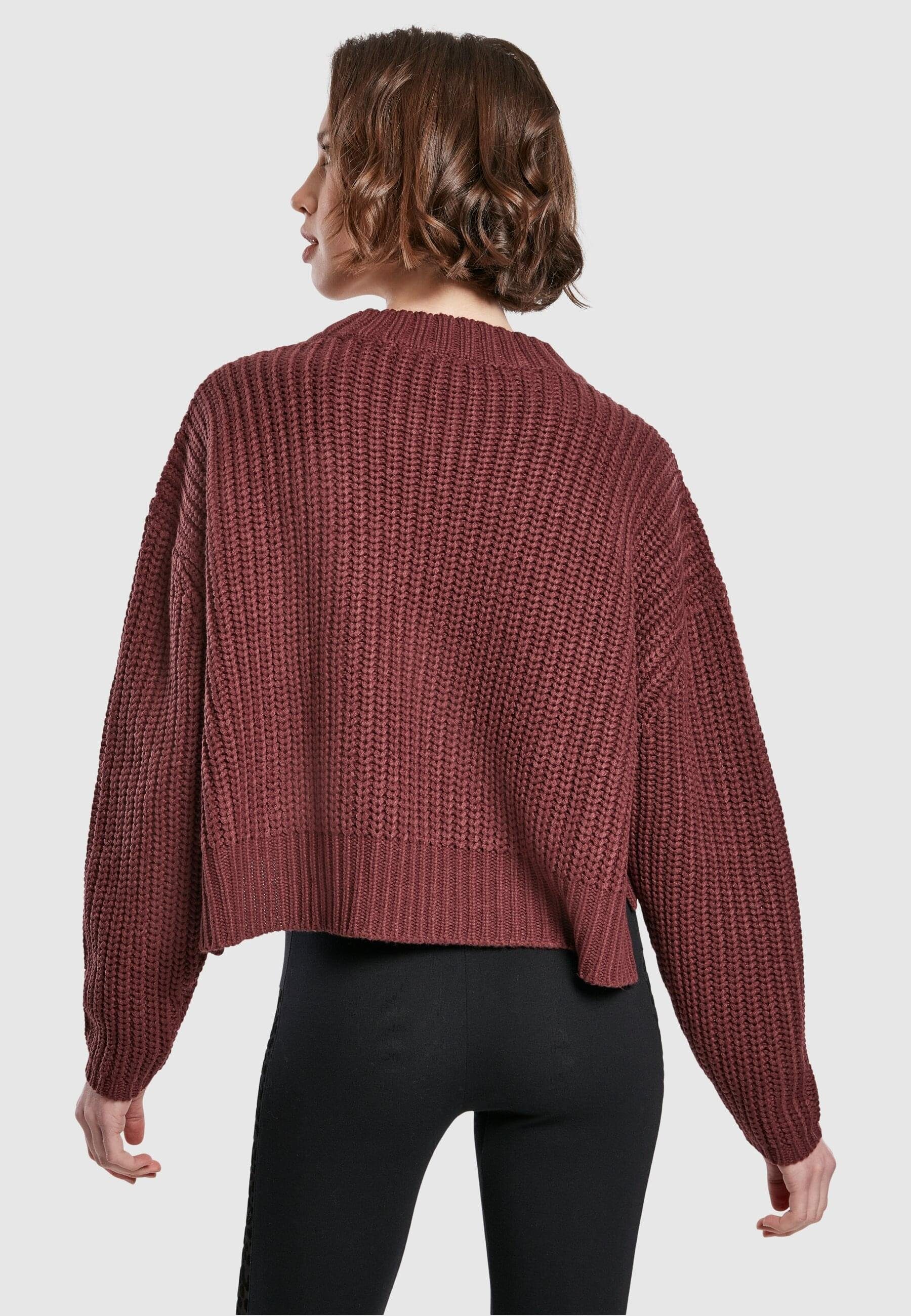 Ladies Wide Oversize URBAN Damen (1-tlg) Kapuzenpullover CLASSICS Sweater cherry