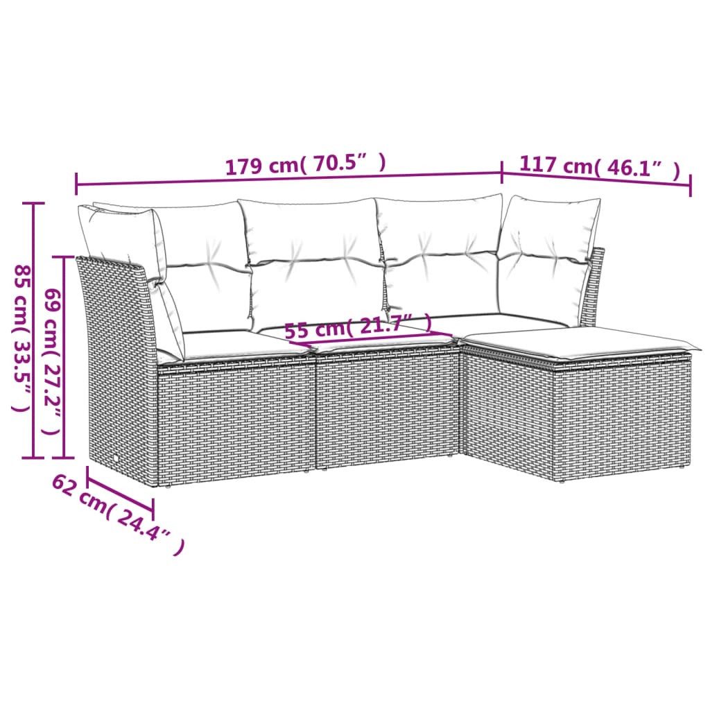 vidaXL Gartenlounge-Set 4-tlg. Garten-Sofagarnitur mit Kissen günstig online kaufen