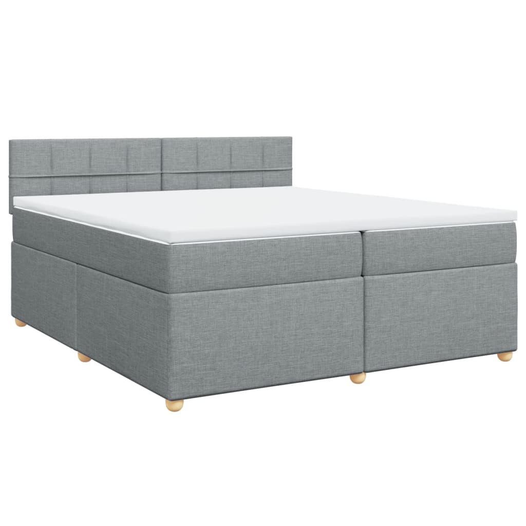 Bett Boxspringbett mit Matratze Hellgrau 200x200 cm Stoff