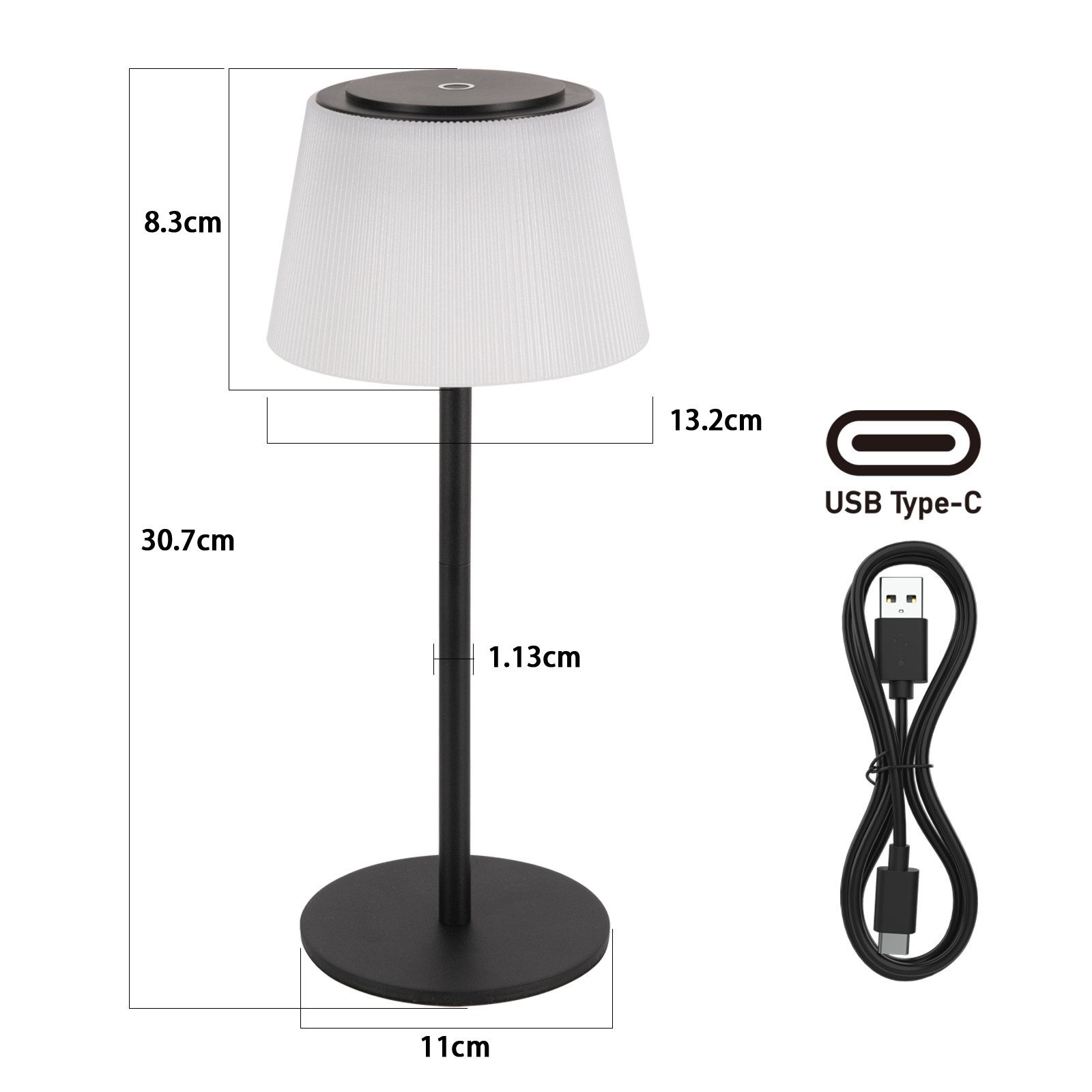 ZMH LED Tischleuchte Touch-Dimmer Tischlampen Modern 3600mhA Akku kabellos für Wohnzimmer, Augenschutz, Einfache Installtion, LED fest integriert, 3000-5000K, Kabellos Nachttischlampe mit USB Aufladbar