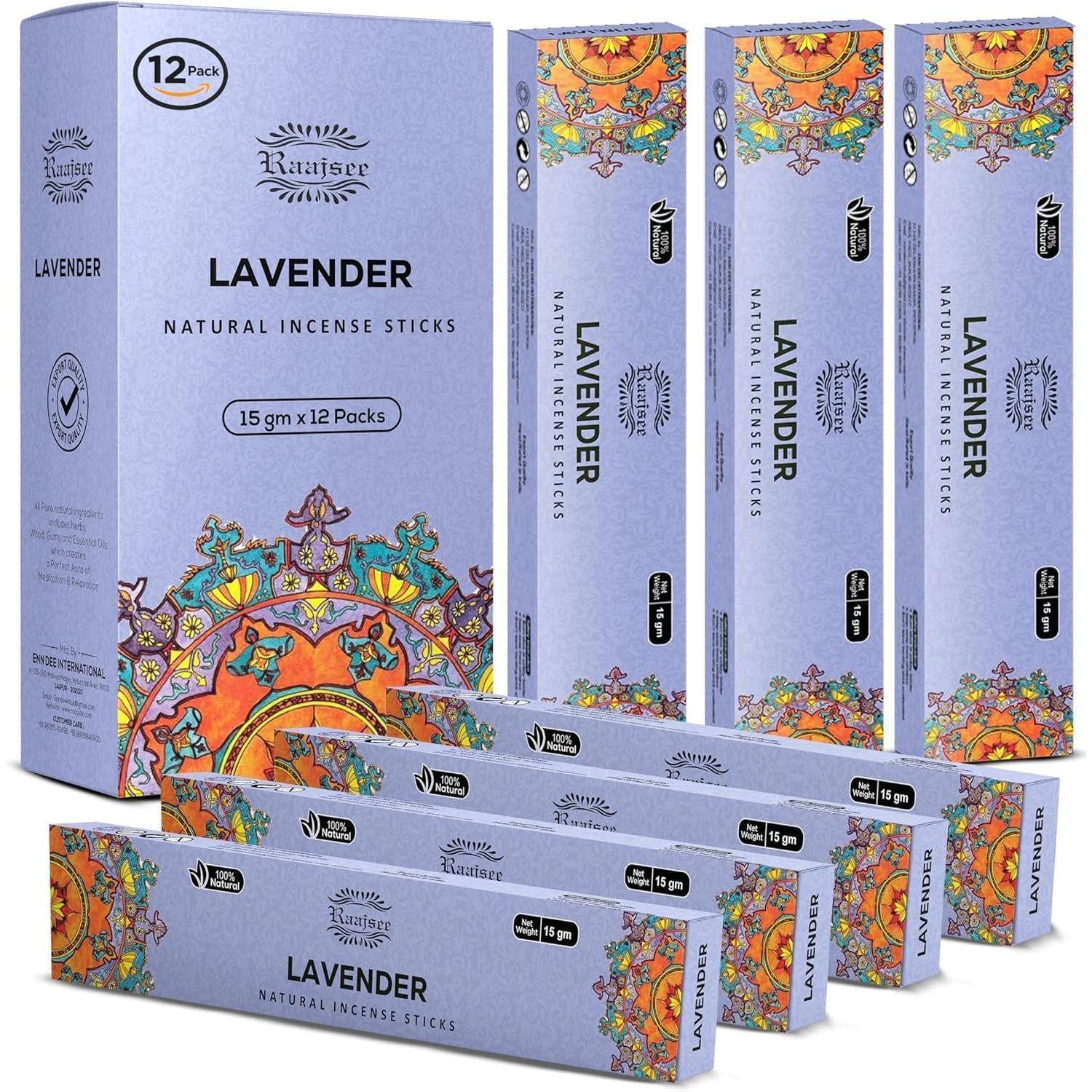 LuxusKollektion Räucherstäbchen-Halter Räucherstäbchen 15g 12er Packung organisch Aromatherapie Lavendel