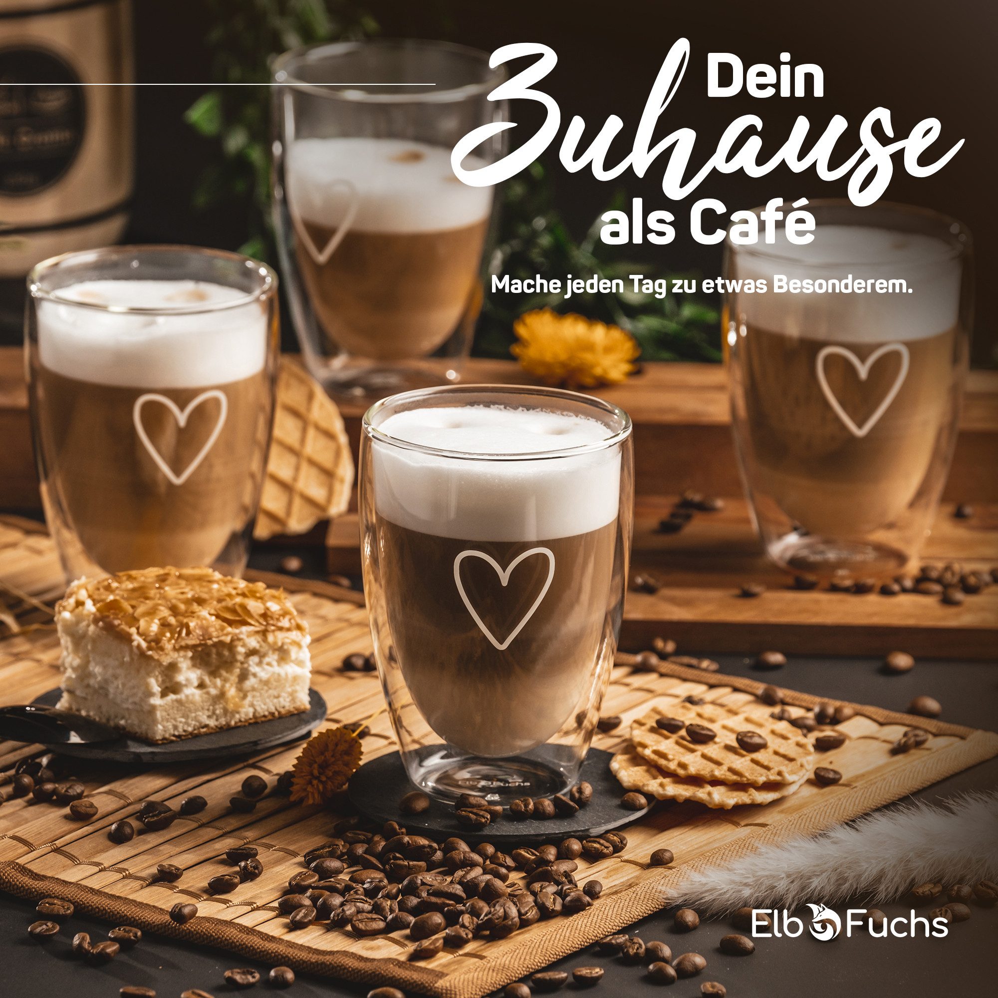 ElbFuchs Latte-Macchiato-Glas Paris, 350 ml, Borosilikatglas, 2-tlg., Doppelwandiger Thermoeffekt