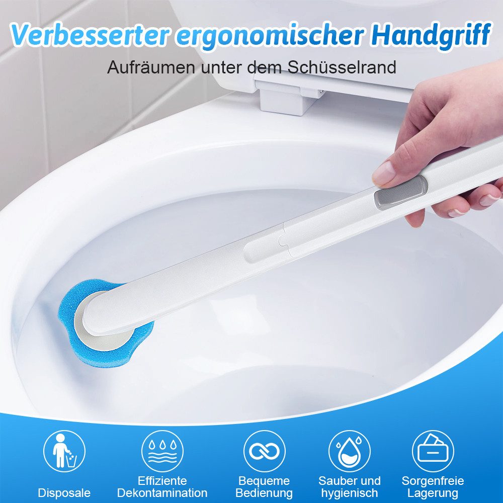 HUGERSTONE WC-Reinigungsbürste Einweg Toilettenbürste, Klobürste mit Verlängertem Griff und Halter, (41-tlg., WC-Reinigungssystem mit 40 Stück Reiniger Nachfüllungen), Geeignet für Badezimmer, Badewanne, Alle Glatten Oberflächen im Bad