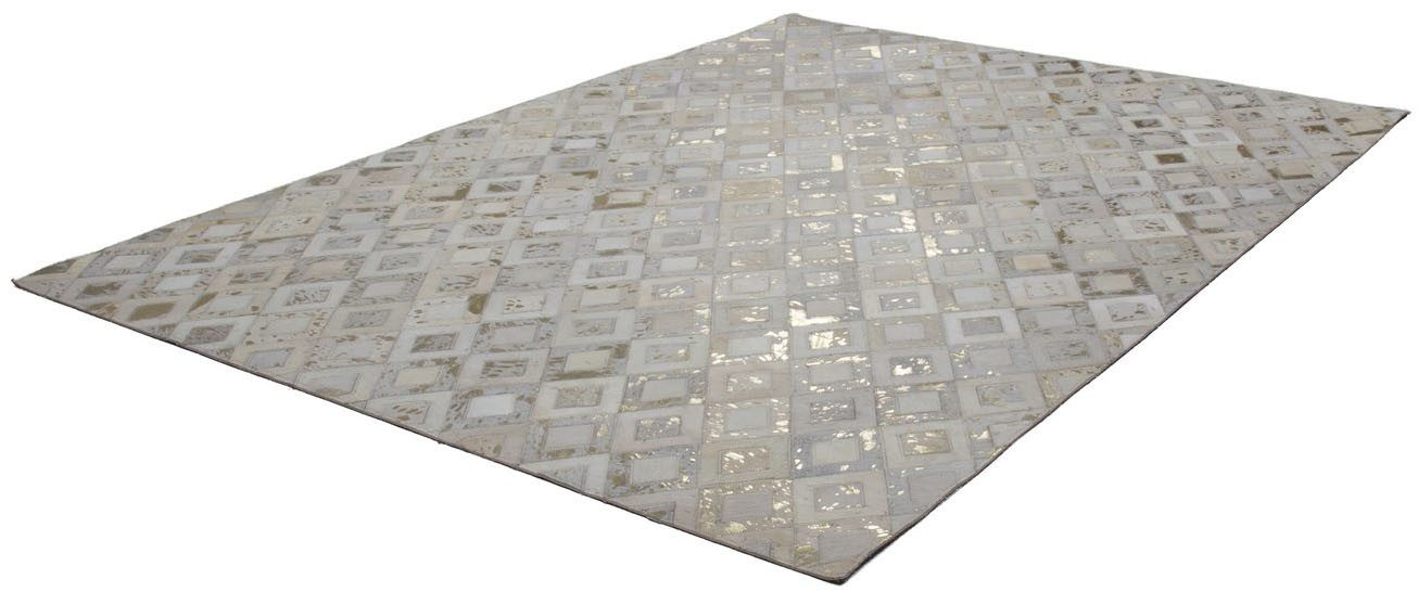 Kayoom Teppich Spark 110, rechteckig, Höhe: 8 mm, 100% Leder, metallische Effekte, handgenähtes Unikat