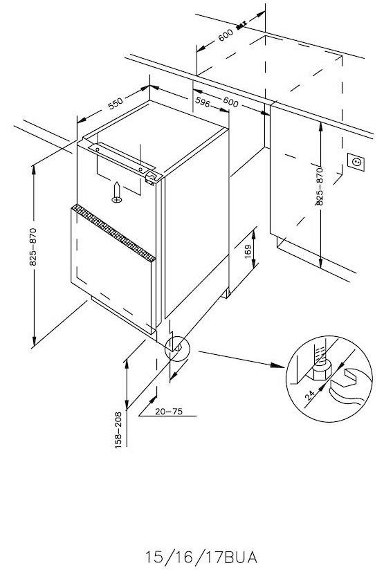 160 hoch, Candy NE/N, Einbaukühlschrank breit cm 83 CRU 59,6 cm