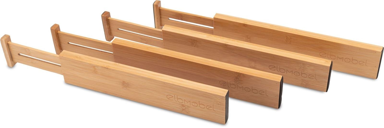 elbmöbel Schubladeneinsatz Elbmöbel Schubladentrenner groß Ordnungssystem Bambus 4er Pack Groß (4 er Set)