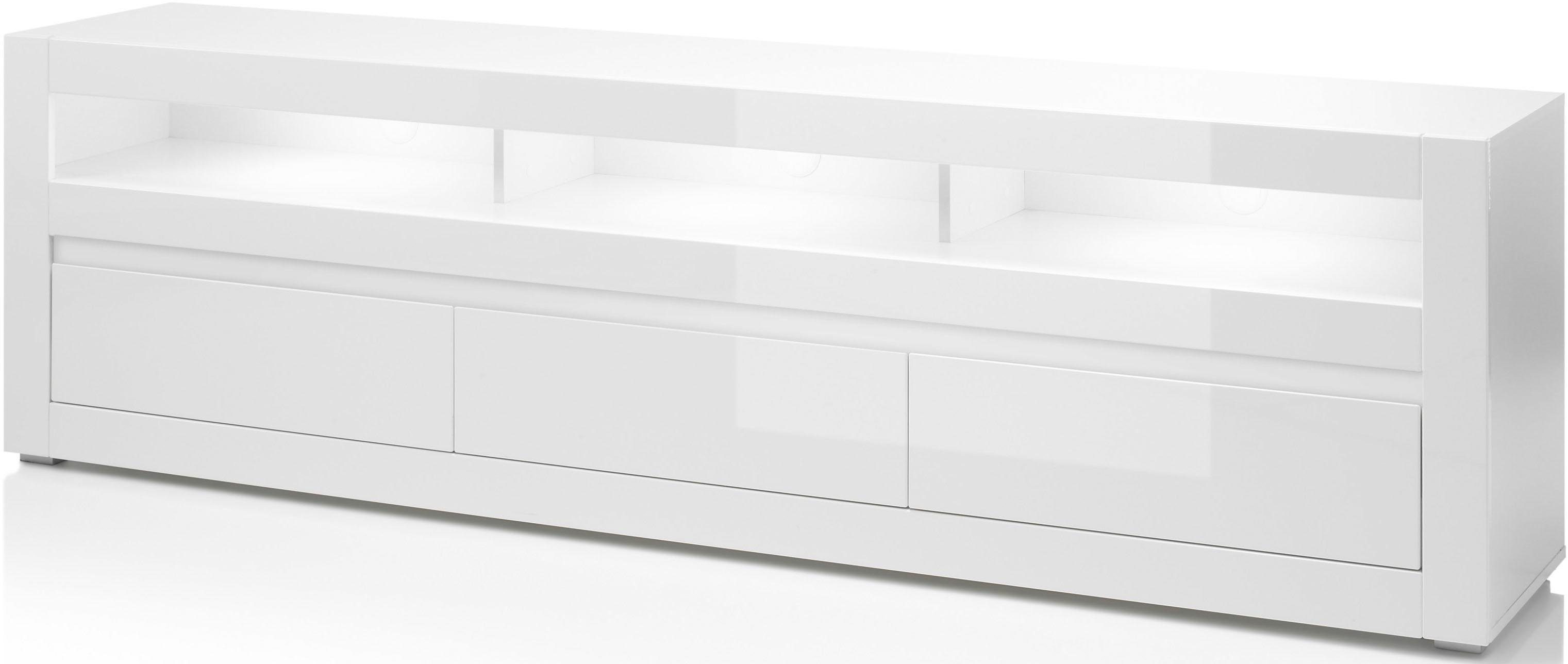 Home affaire Lowboard Carat, Breite 217 cm, Zierleiste 1x betonfarben und 1x weiß