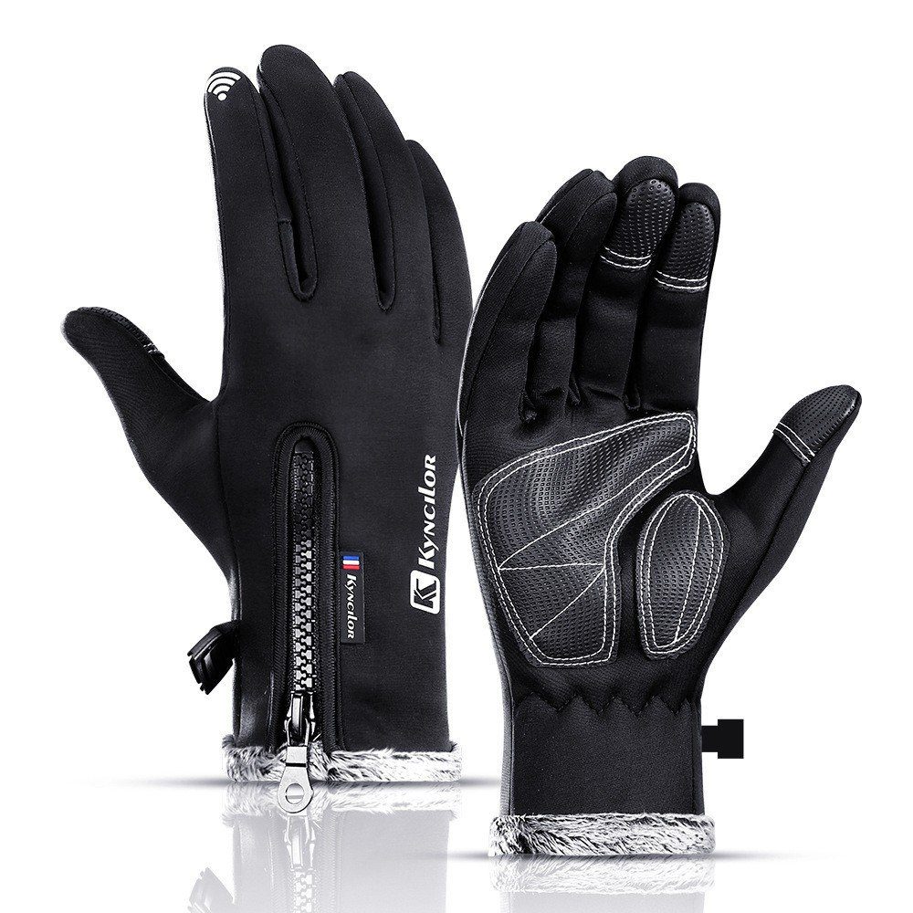 XDeer Fahrradhandschuhe Handschuhe Touchscreen Sporthandschuhe Warme Winddichte Gloves rutschfeste Gloves für Fahrrad Laufen Radfahren Wandern Trekking Schwarz2