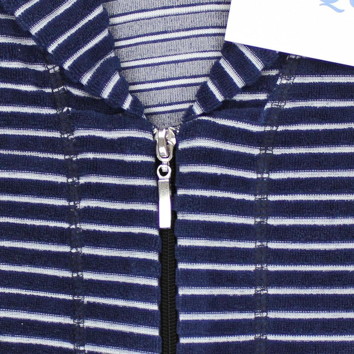 Aquarti Damenbademantel Damen Bademantel Morgenmantel Reißverschluss Streifen Kurz Baumwolle