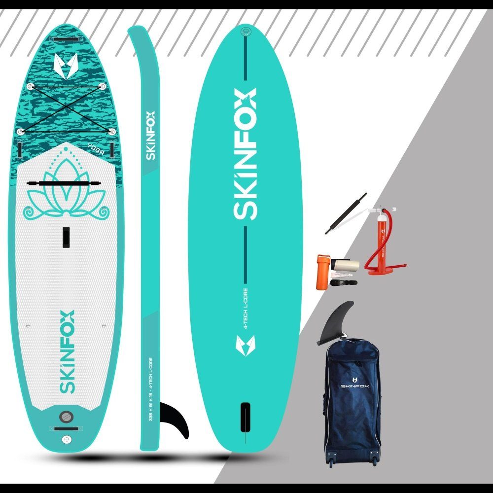 Skinfox Inflatable SUP-Board SKINFOX YOGA CARBON-SET (335x91x15) 4-TECH  L-CORE SUP Paddelboard TUERKIS