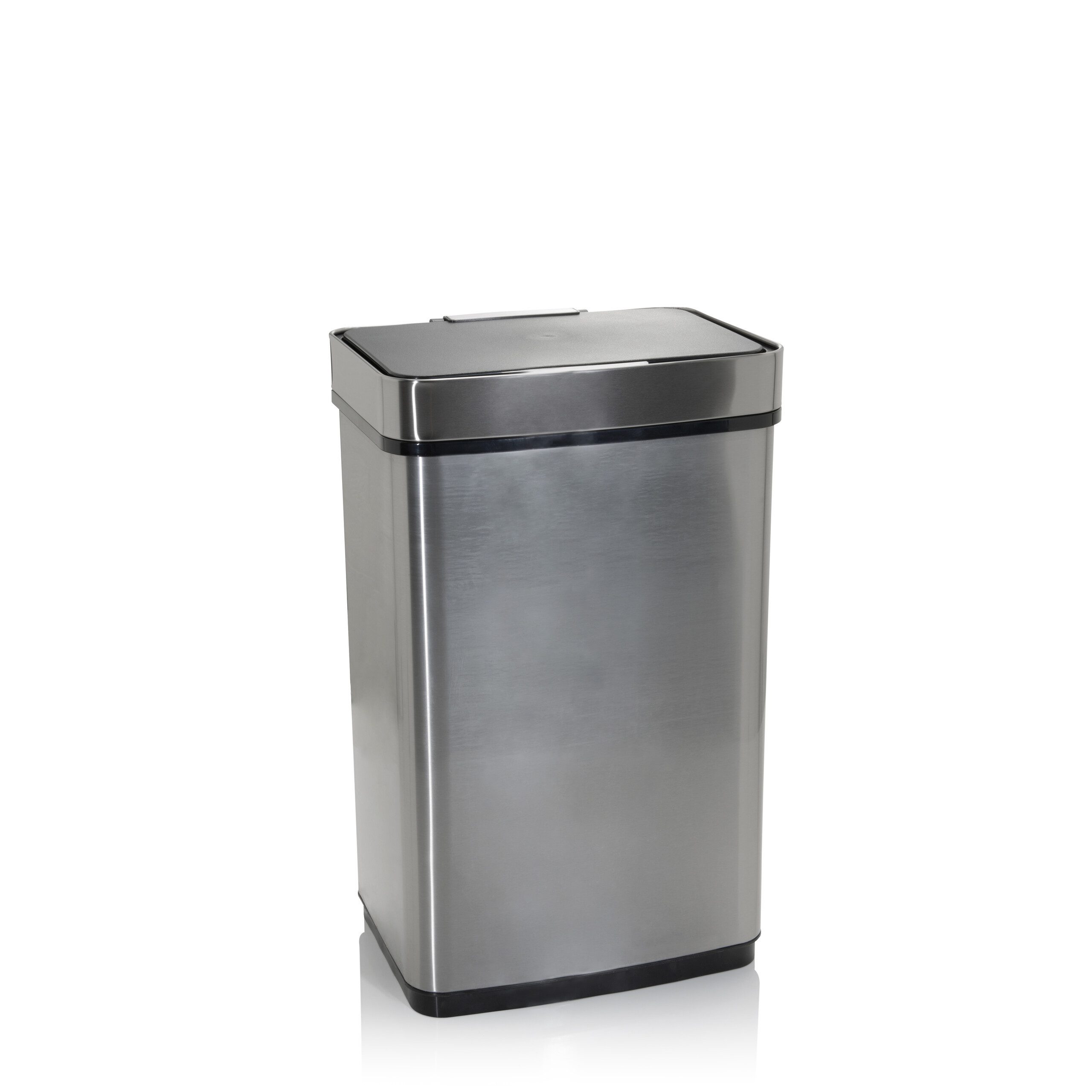 hjh OFFICE Mülleimer Sensor-Mülleimer CLEAN IV Edelstahl, Kunststoff, 60 Liter, Abfalleimer mit Deckel, Automatisches Öffnen, Klemmring