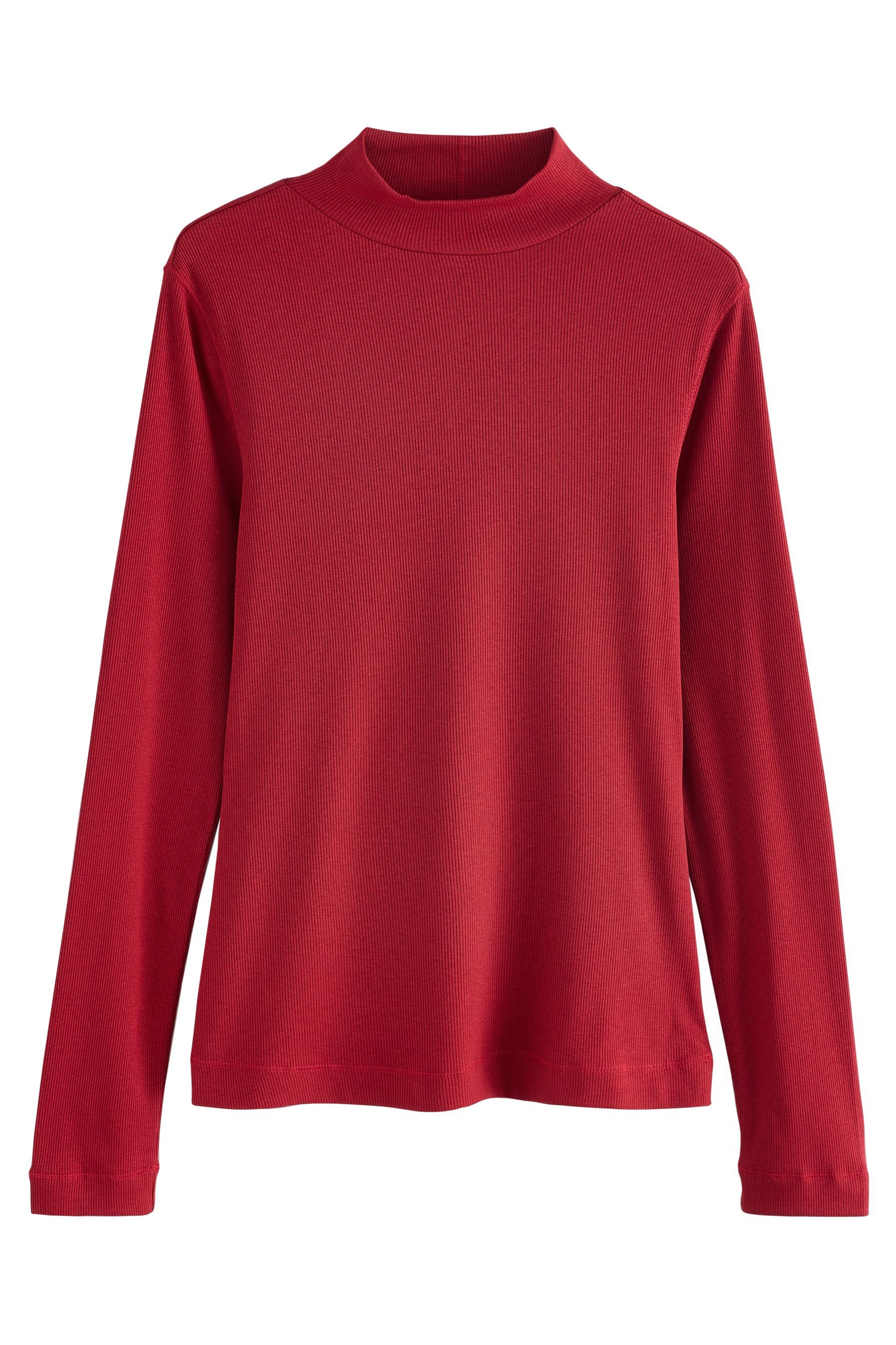 Langarmshirt Langärmeliges Rippstrickoberteil mit Rollkragen