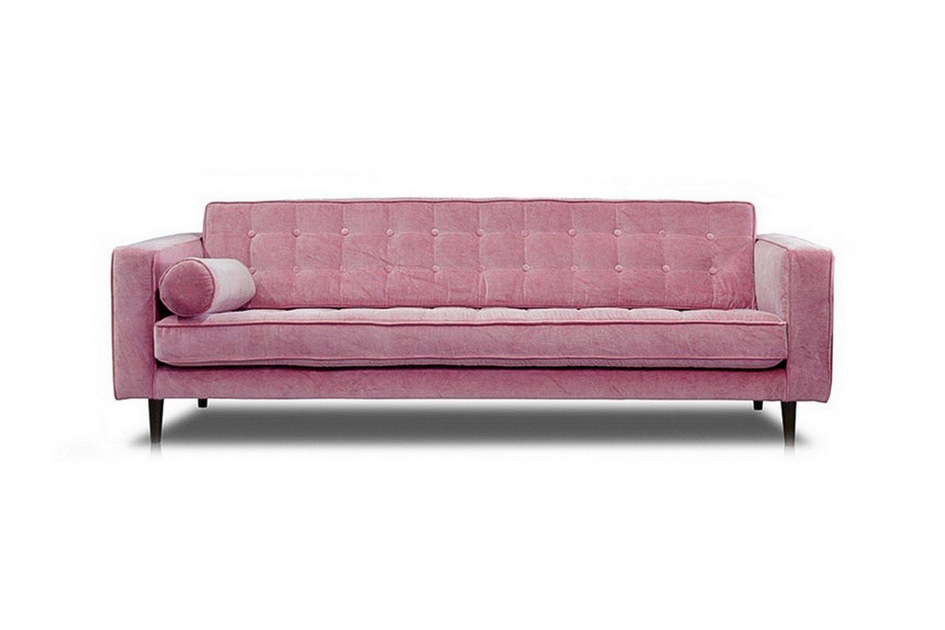 living cm 2-Sitzer pink Sofa 215*67*90 3 Sitzer Stoff daslagerhaus Olyvia