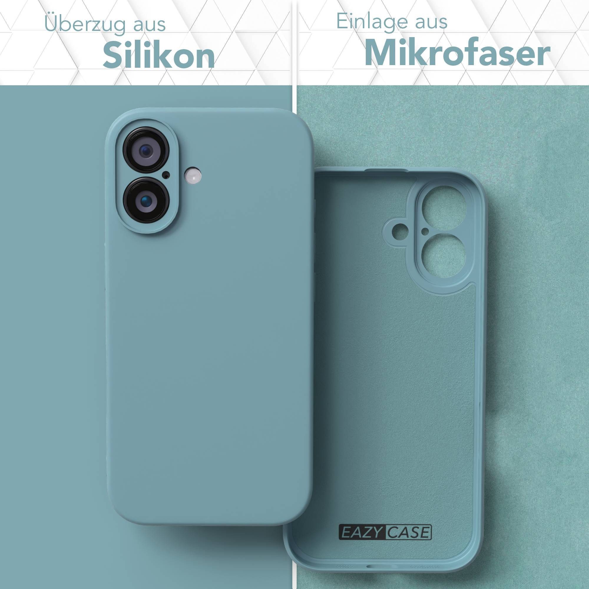EAZY CASE Handyhülle für Apple iPhone 16 Hülle Silikon 6,1 Zoll, TPU Silikon Bumper Case stoßfest Slimcover Schutzhülle Etui Blaugrün