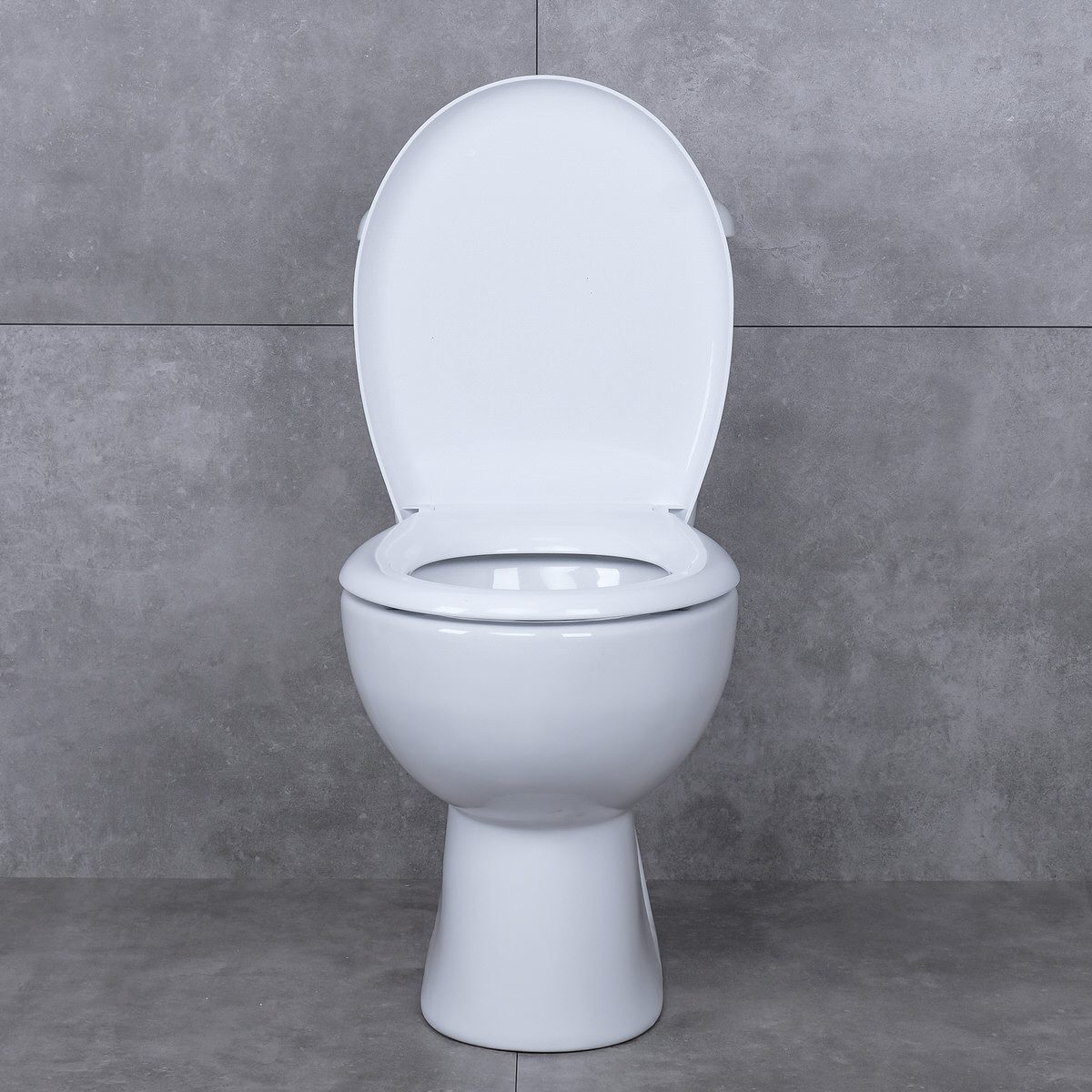 Belvit Tiefspül-WC Stand WC Komplettset Bodenabgang senkrecht Spülkasten Softclose Sitz, WC Toilette Weiß Aufsatzspülkasten WC Keramik Set Aufputz