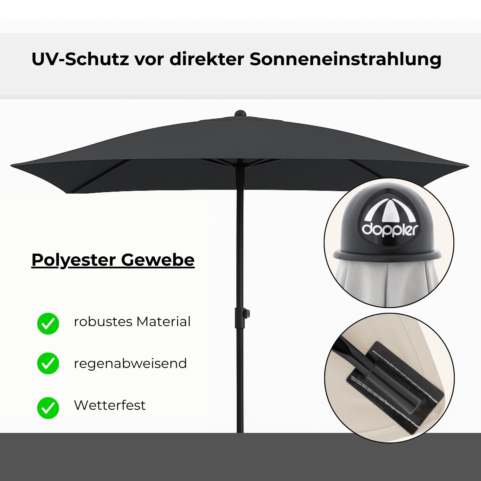 doppler® Sonnenschirm doppler Sonnenschirm Gartenschirm eckig GS Sunline III 260x150
