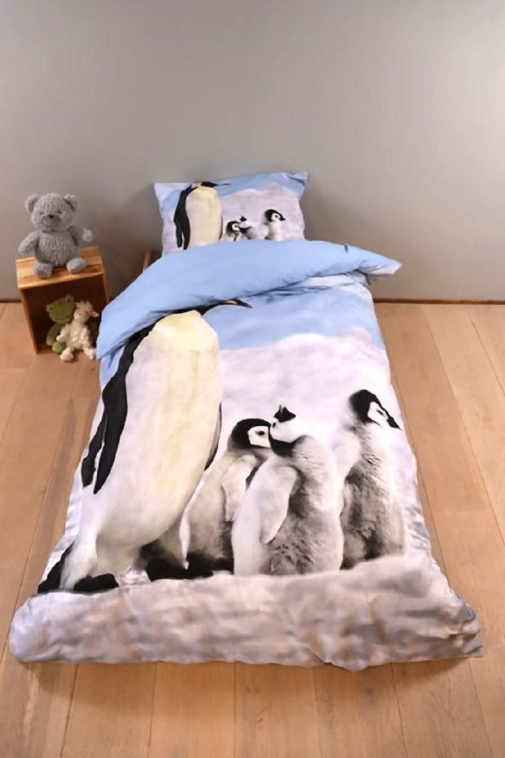 BrandMac Kinderbettwäsche Bettwäsche Set mit Pinguin 135 x 200 cm + 80 x 80 cm 100% Baumwolle, 2 teilig, Langlebig – Bild 3 von 5