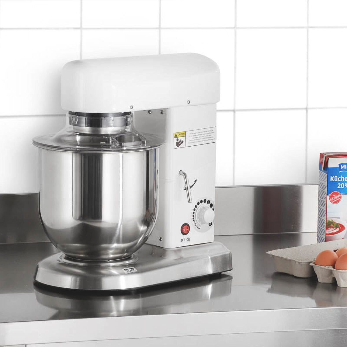 GastroHero Küchenmaschine Planetenrührwerk 7 Liter – stufenlos regelbar - Teigknetmaschine, 500 W, 7 l Schüssel