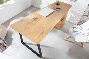 riess-ambiente Schreibtisch STUDIO 160cm natur / schwarz, Arbeitszimmer · Holzwerkstoff · Metall · mit Regal · Home Office