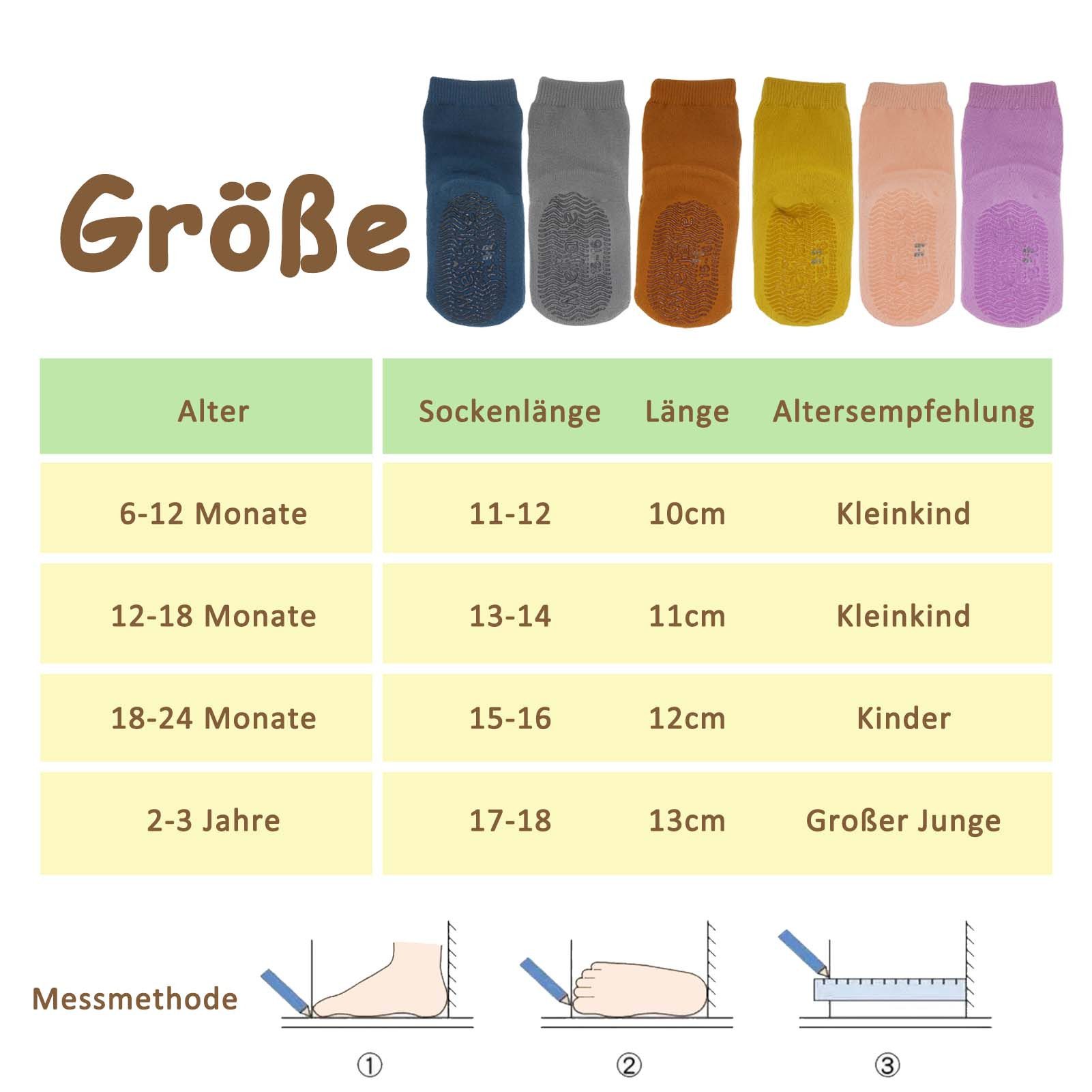 Mejale Kurzsocken Babysocken Jungen Mädchen Kurzsocken Anti Rutsch 3 Paar Baumwolle (Set, 3-Paar, 3 Paar) Wellenförmige Anti-Rutsch-Noppen
