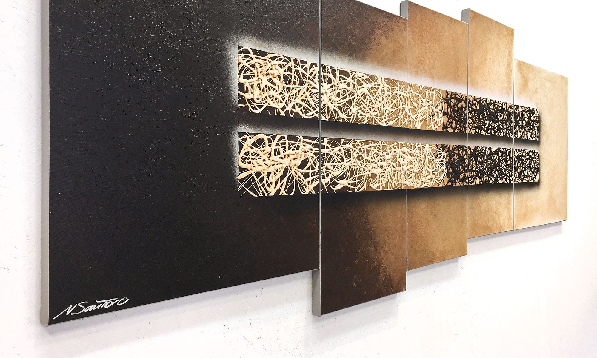 WandbilderXXL Gemälde Enlightened Night 190 x 80 cm, Abstraktes Gemälde, handgemaltes Unikat