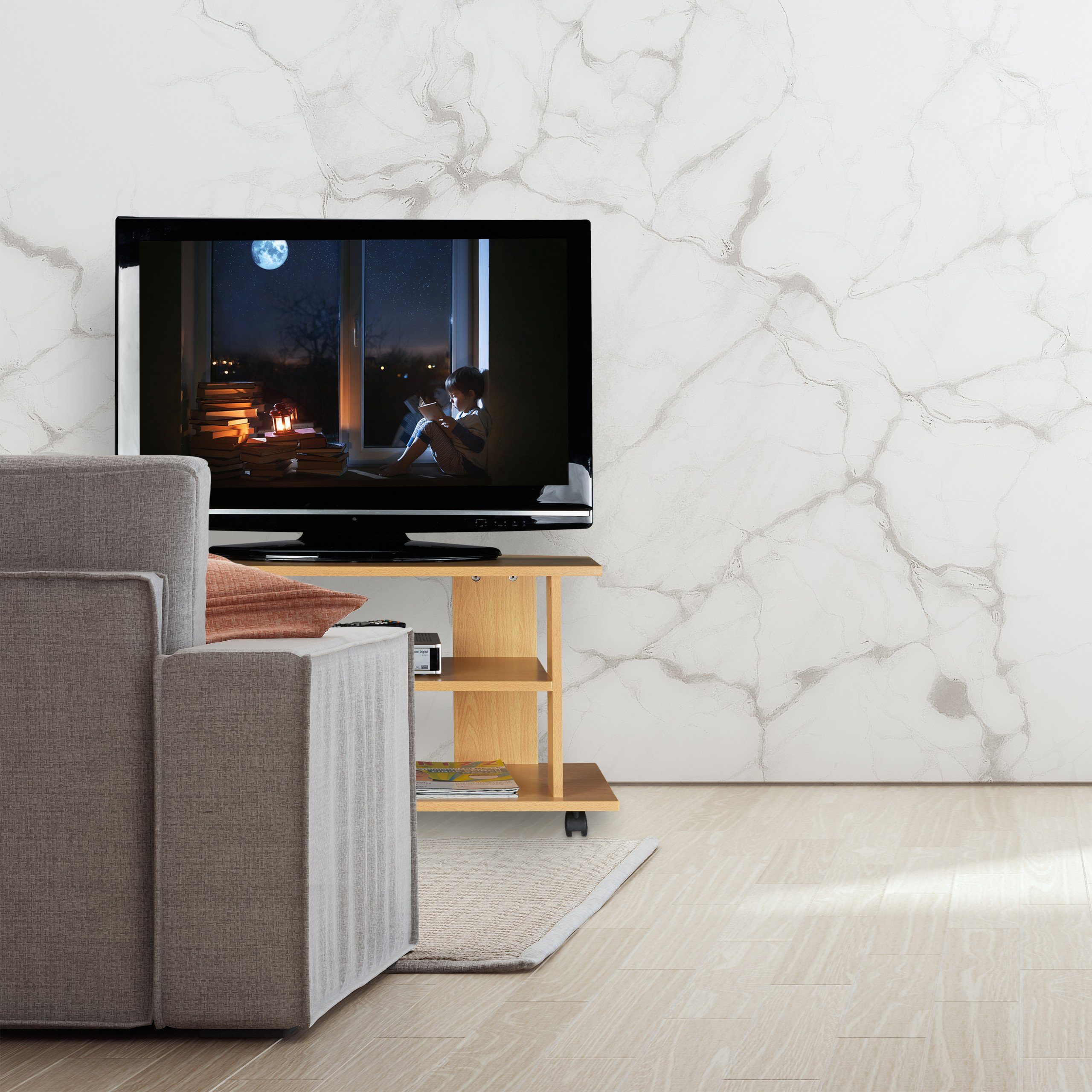 TV TV-Regal Board fahrbar, | weiß Weiß Weiß relaxdays