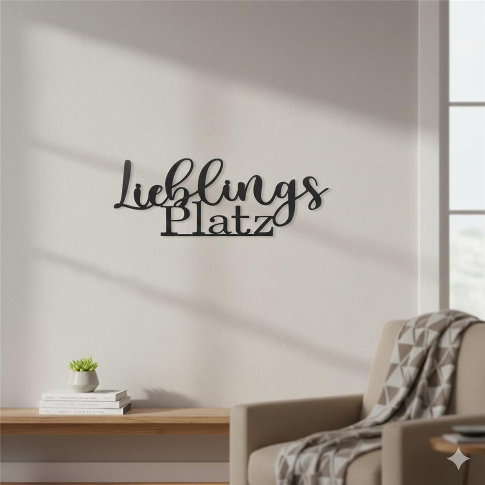 BOLTZE Dekoobjekt Wandobjekt Lieblingsplatz Metall schwarz, Eisen pulverbeschichtet Typografie Wanddeko