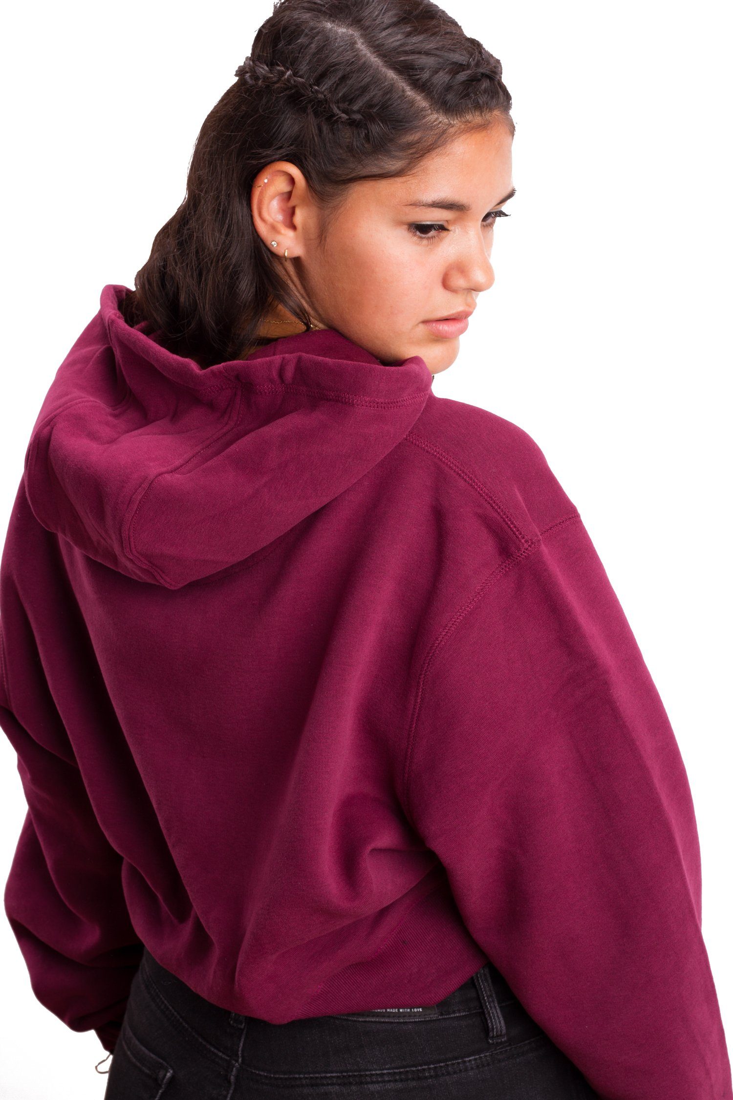 Crop - Hoodie Manufaktur13 Oversize Kapuzenpullover, Cropped Vino kurzer Sweater Hoodie