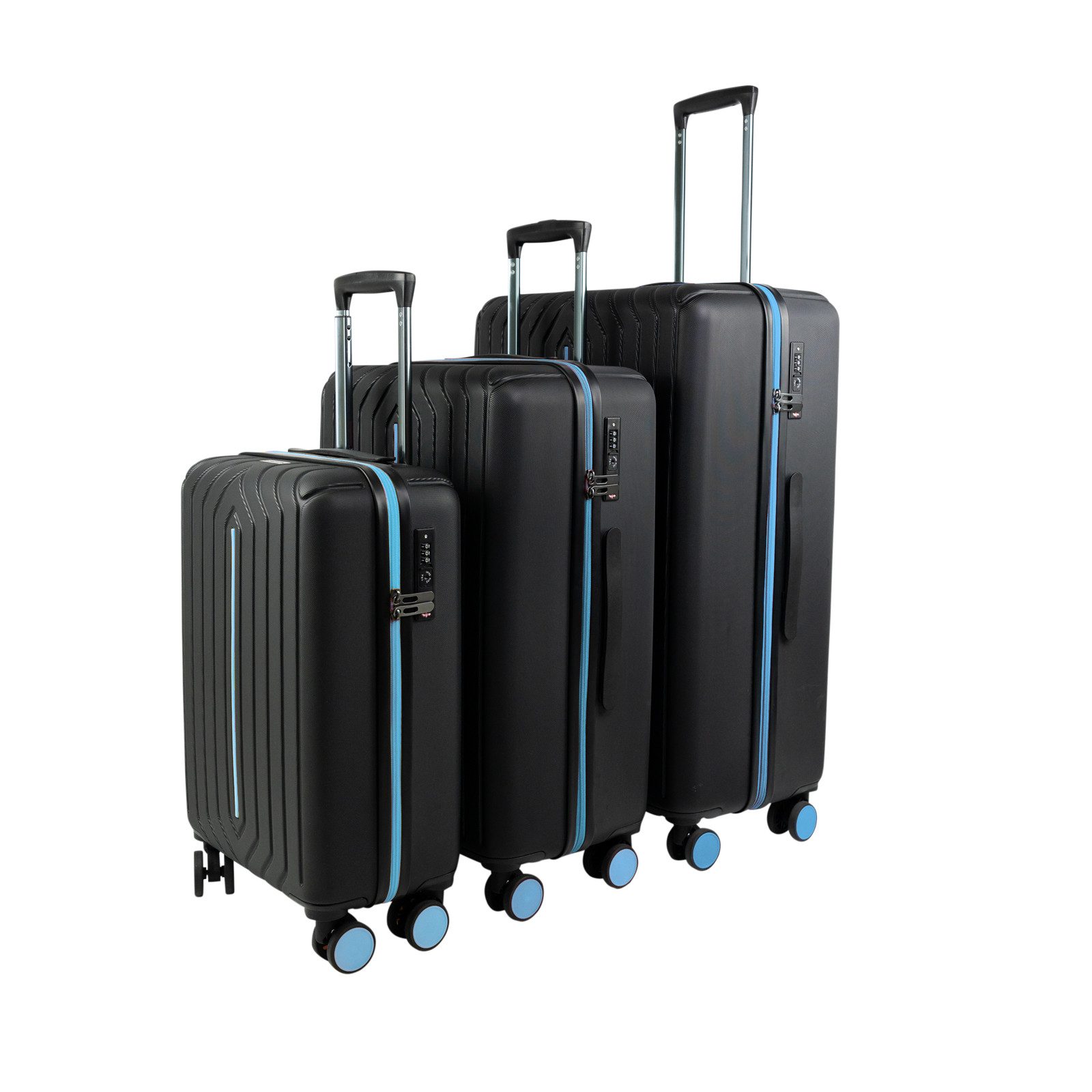 Crosstravel Kofferset Atlanta, 4 Rollen, (3 tlg., Hartschalen Trolley Set), Robuste Hartschale mit TSA-Schloss und Innen-Organizer