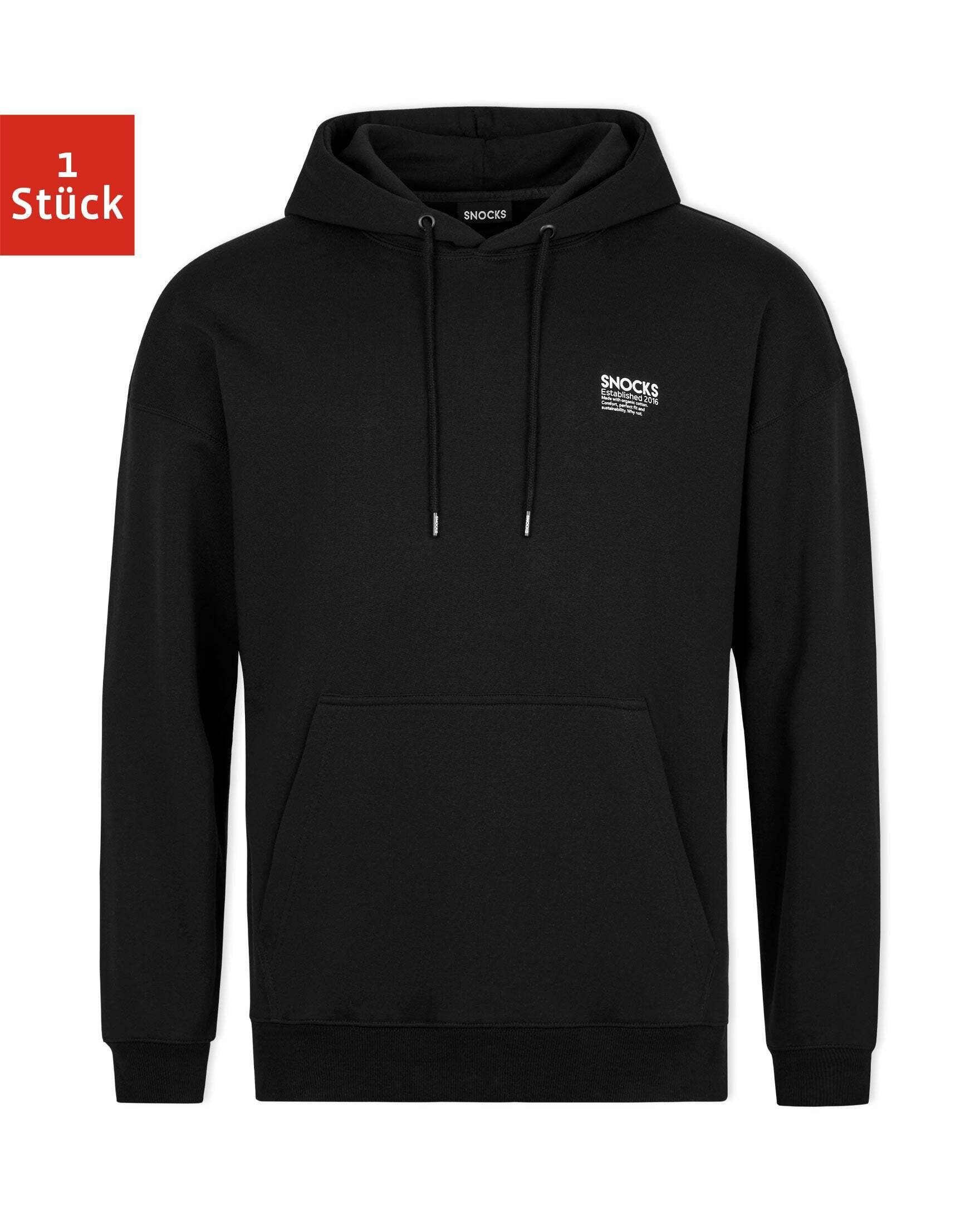 SNOCKS Hoodie Kapuzensweatshirt Pullover Sweater Basic Oversize (1-tlg) aus 100% Bio-Baumwolle, mit Aufdruck und Kapuze