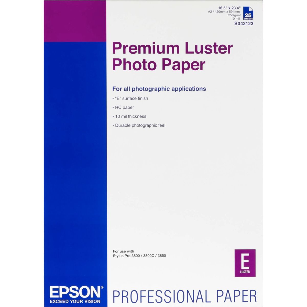 Epson Druckerpapier Premium Luster Photo Paper A 2 25 Blatt, 250 g S