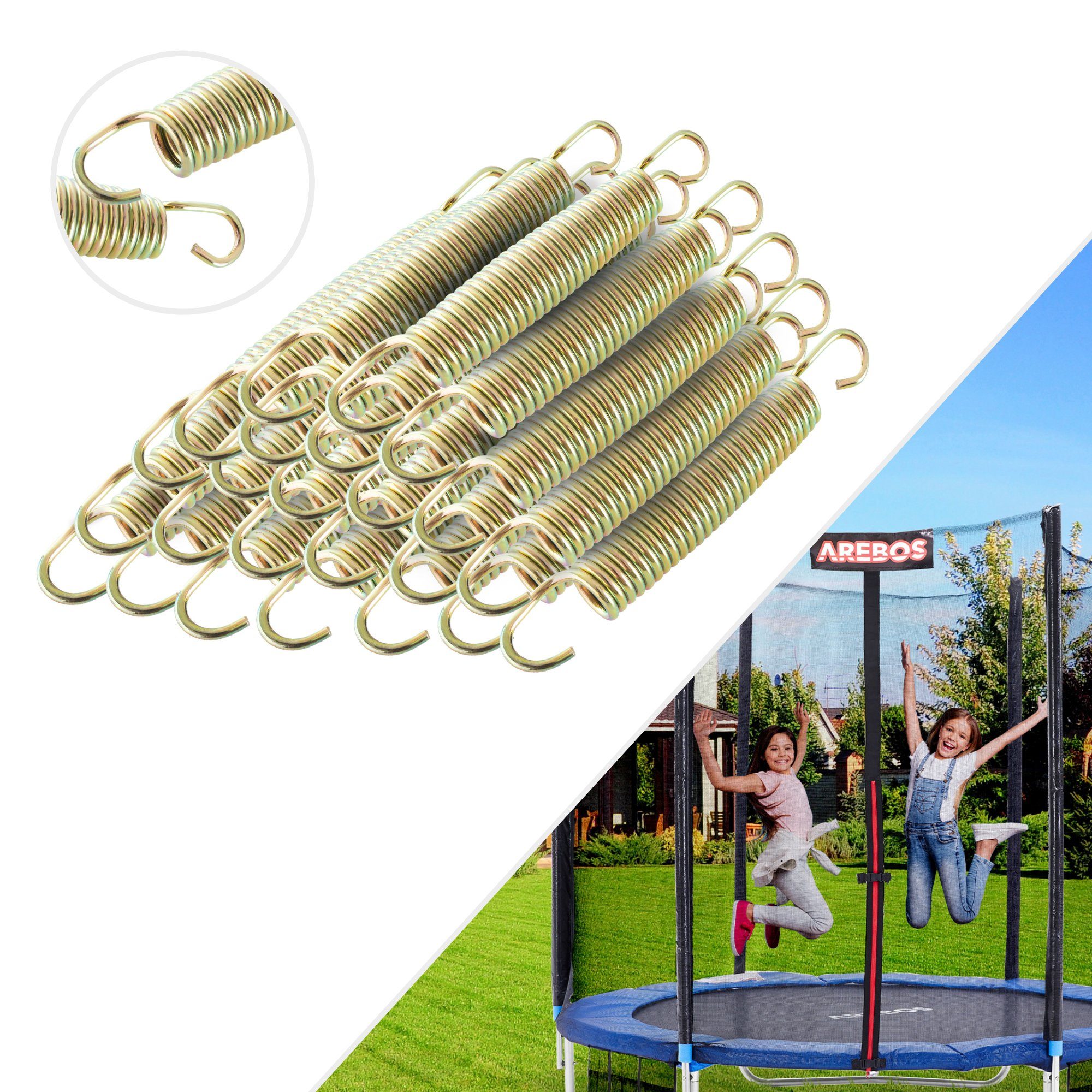 Arebos Trampolinsprungfeder Zugfeder, Sprungfeder, Druckfeder, Trampolin Stahlfeder (24 St., Set)